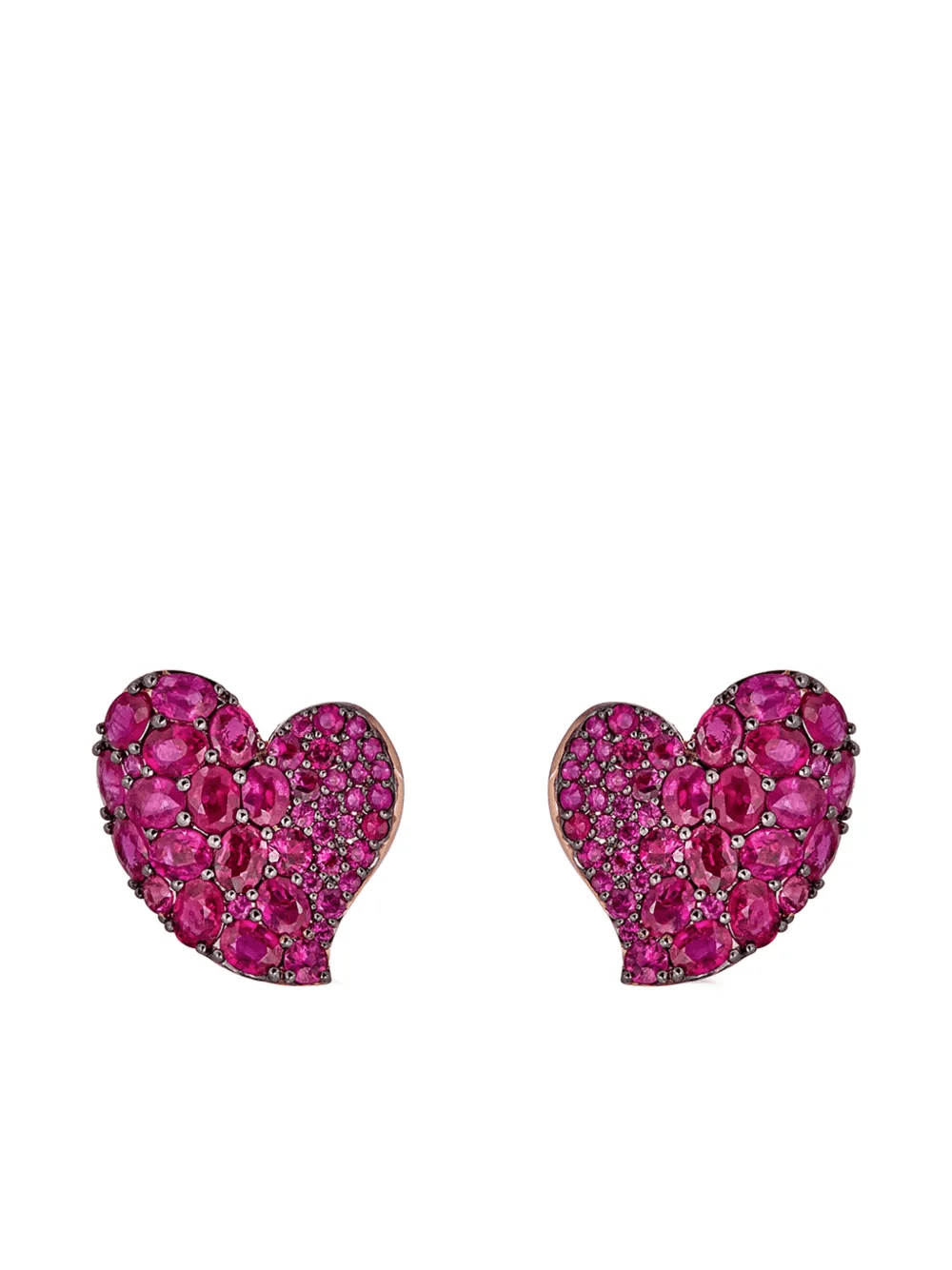 18k rose gold Heart Wave sapphire earrings - Image 1