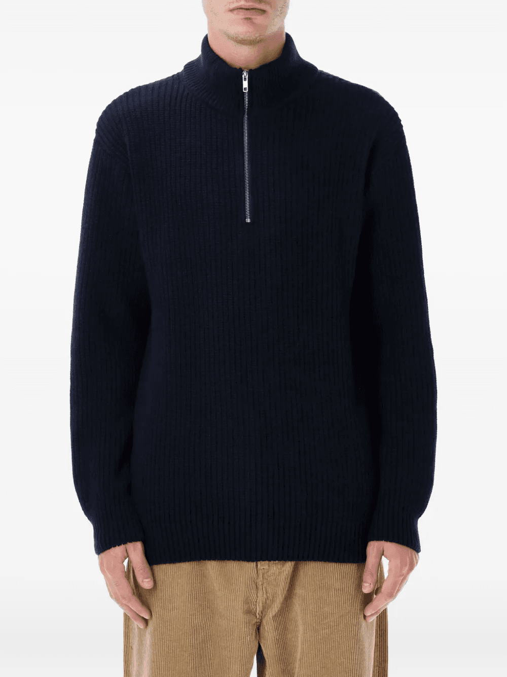 half-zip ribbed sweater - Image 1