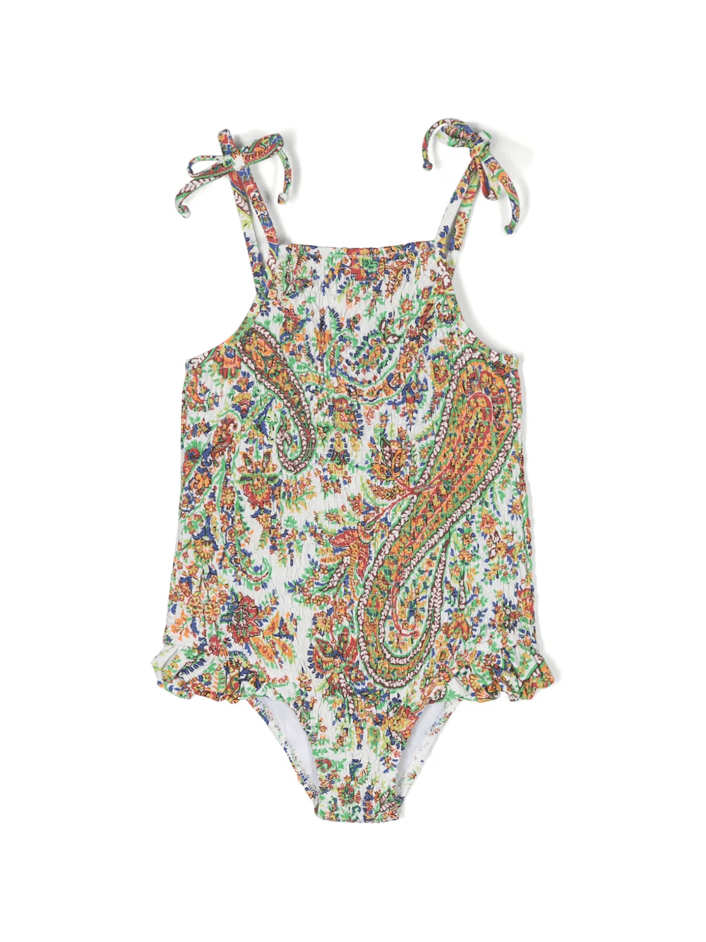floral-print shirred swimsuit - Image 1