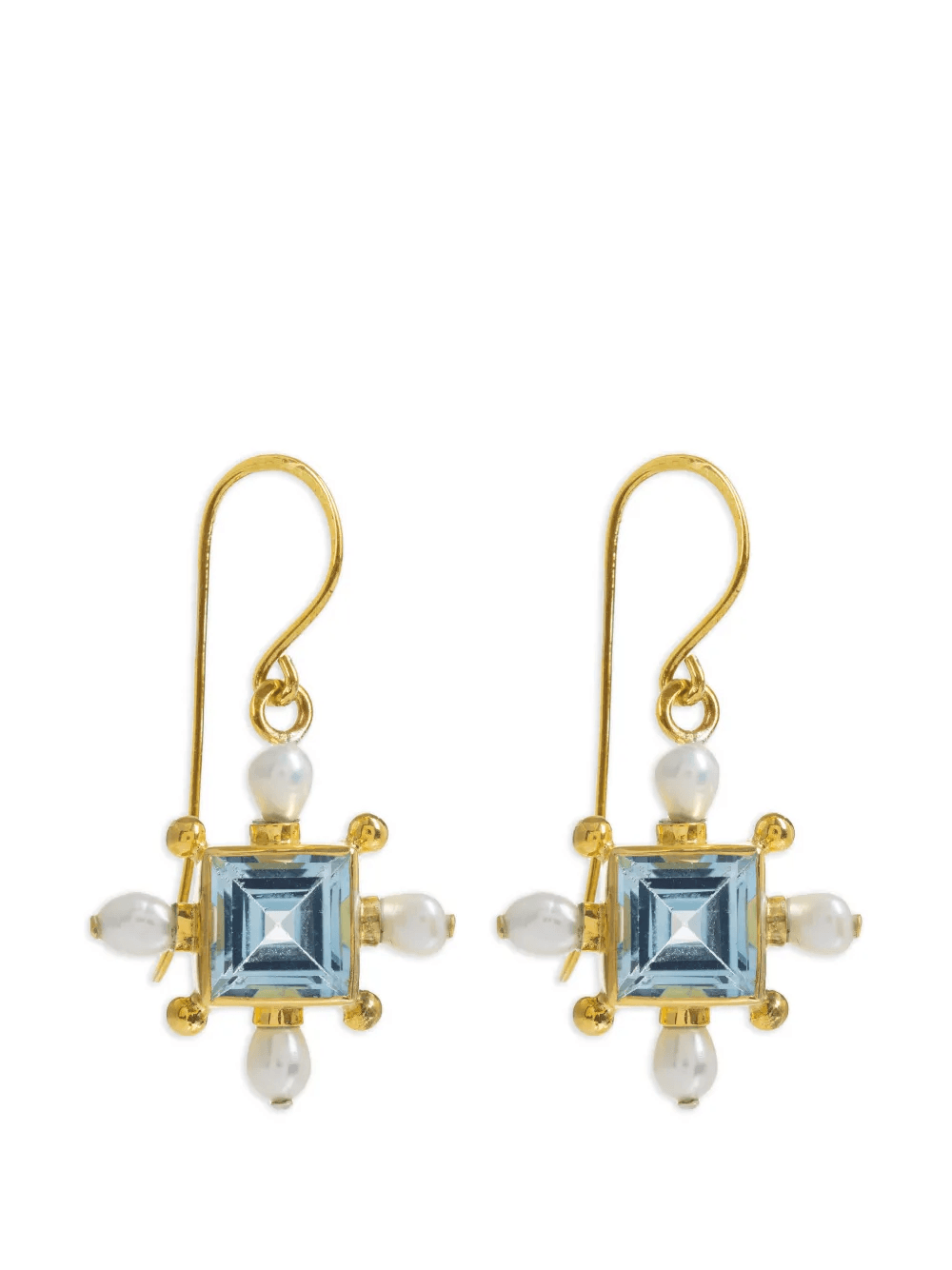 cross blue-topaz pearl earrings - Image 1