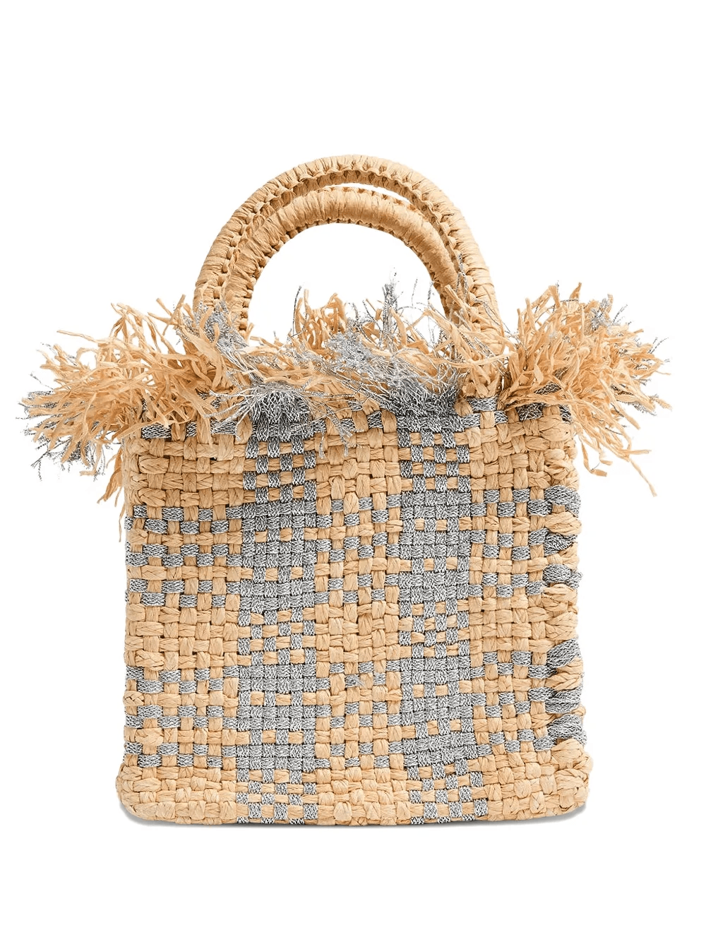 mini Check Mate woven tote bag - Image 1