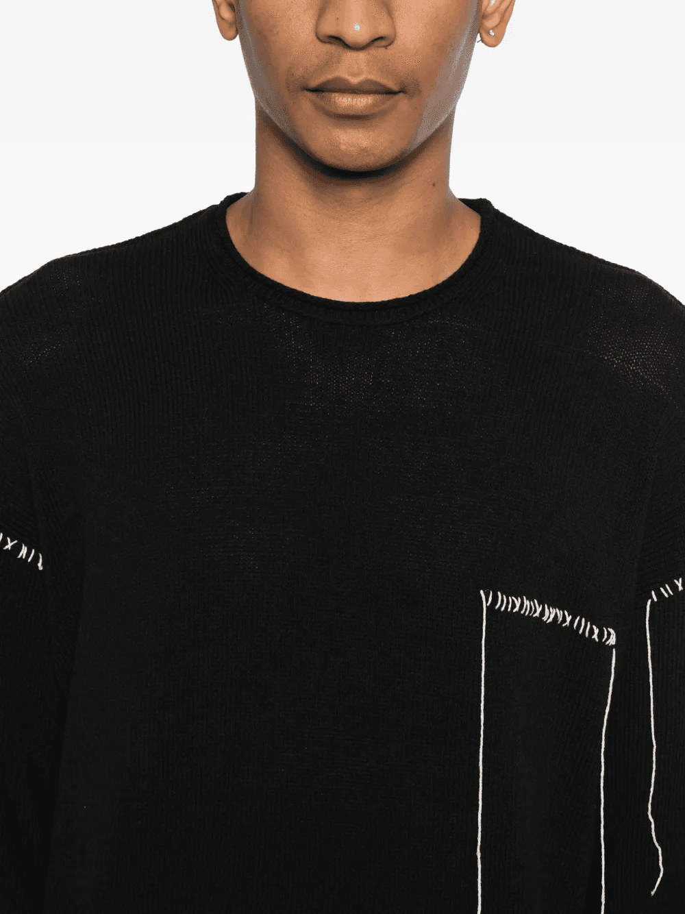 stitched crew-neck sweater - Image 1