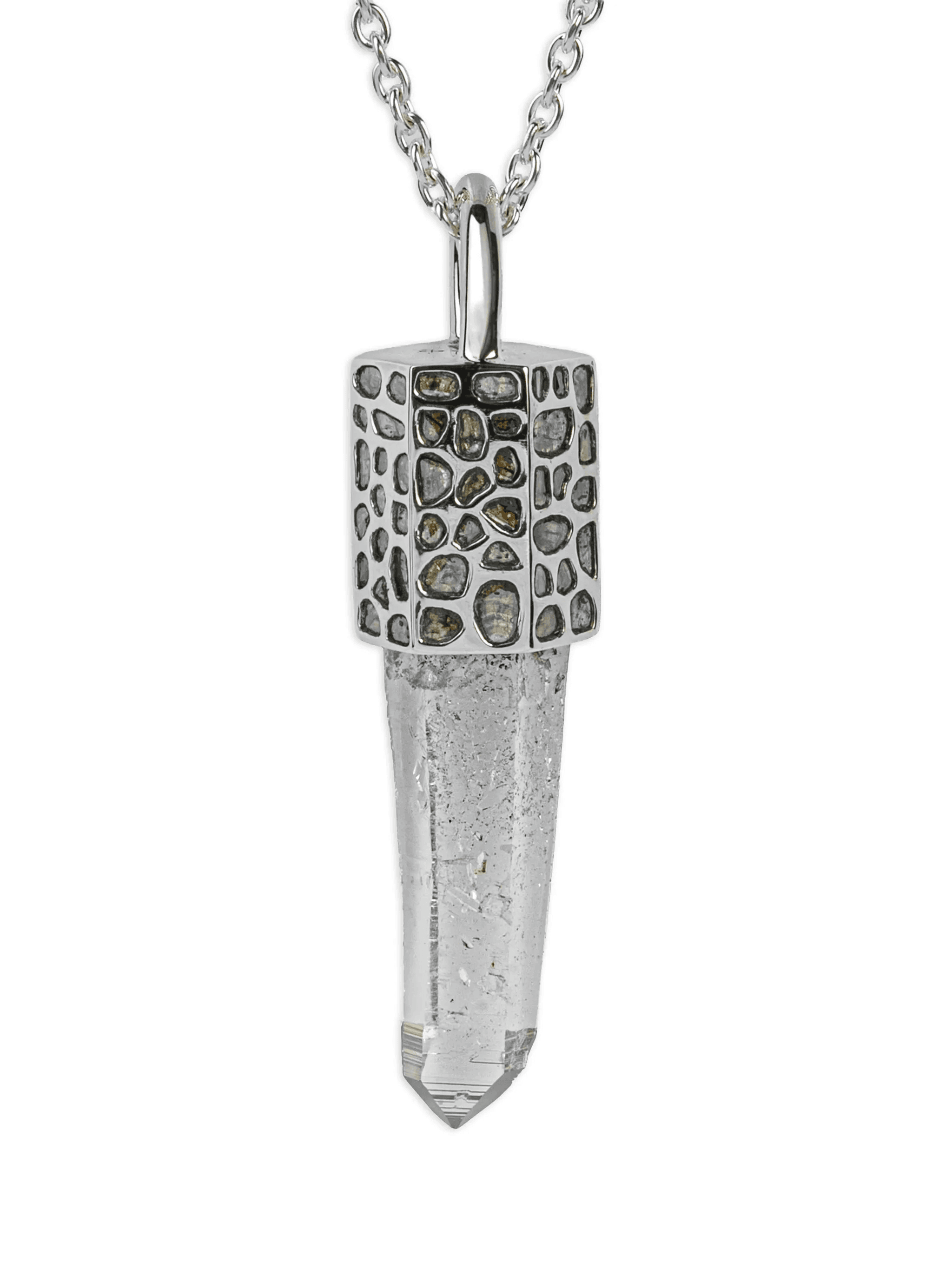 sterling silver Talisman quartz and diamond necklace - Image 1