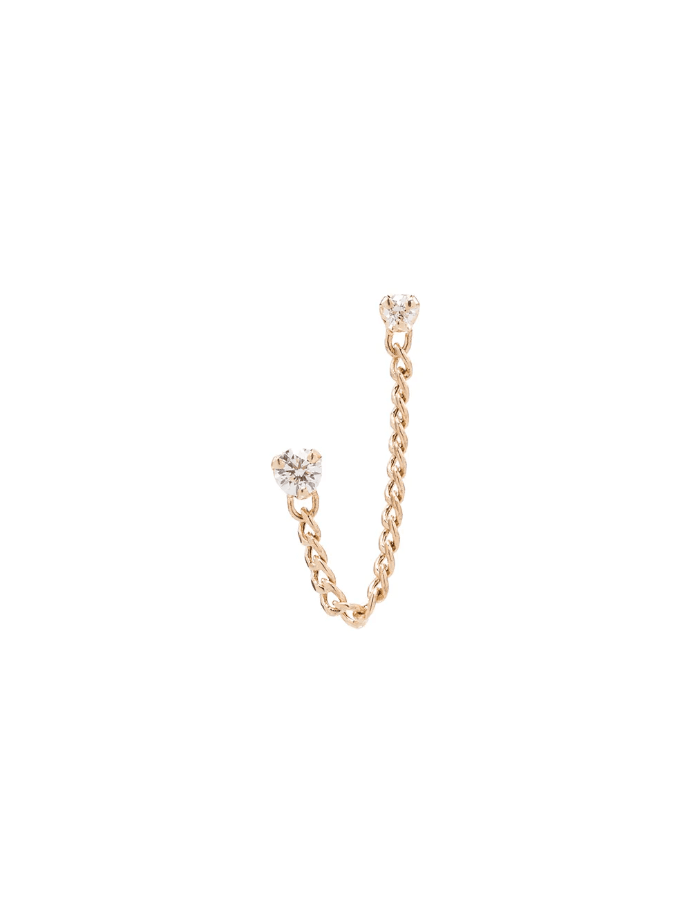 14kt gold diamond stud chain earring - Image 1
