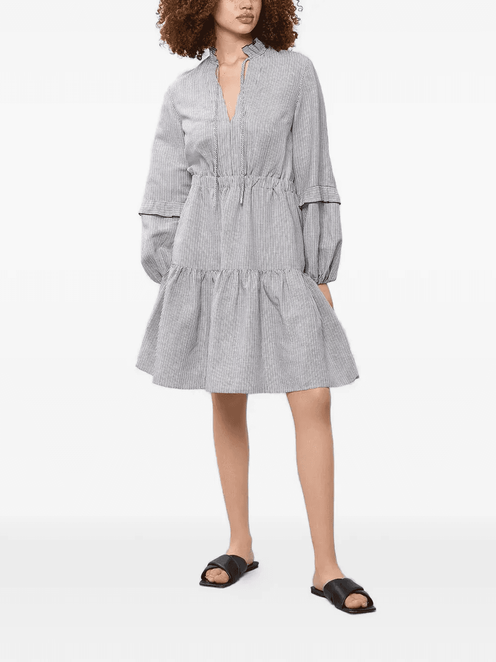 Diora ruffled striped mini dress - Image 1