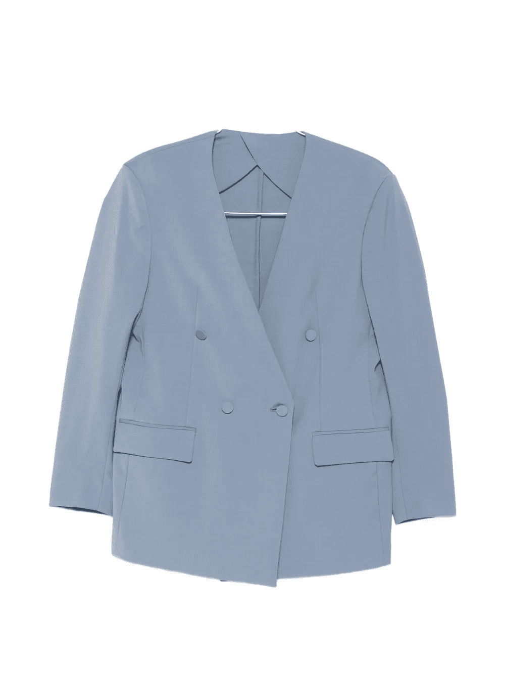 double-breasted collarless suit - Image 1