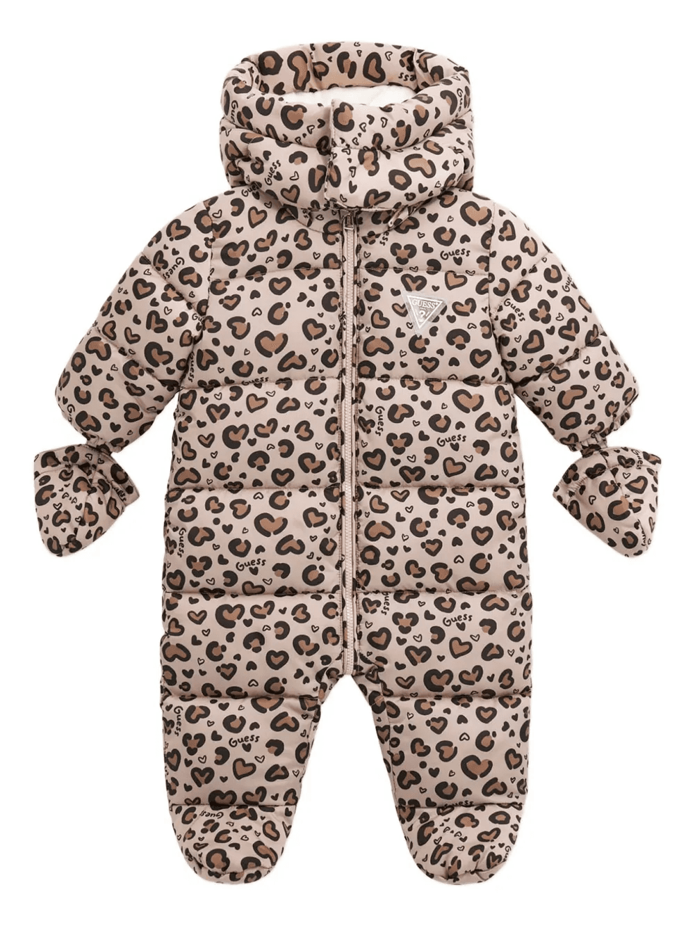 heart-print hooded snowsuit - Image 1