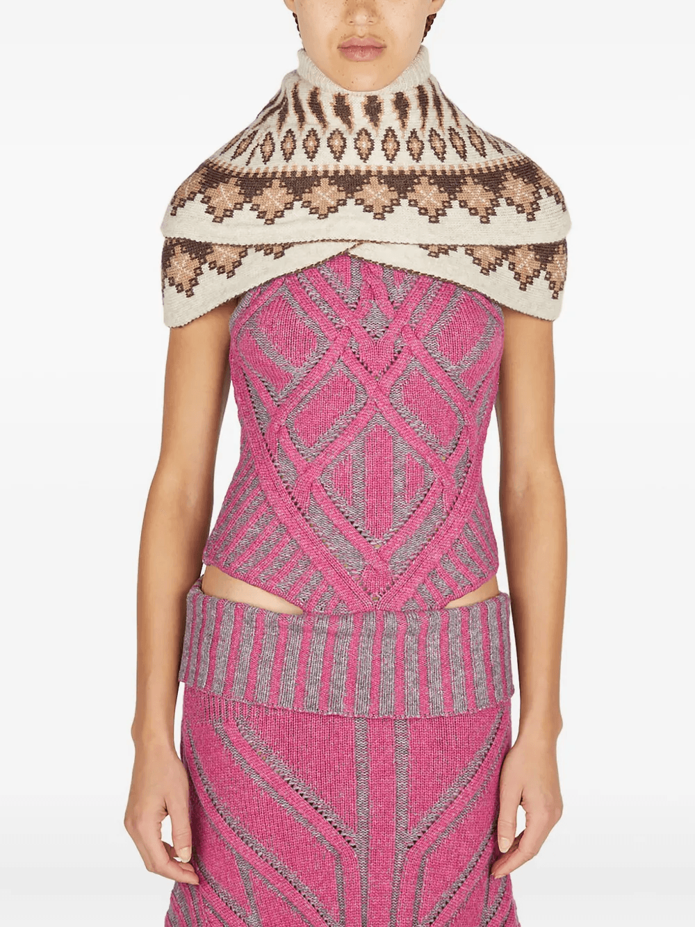 Warrior Fairisle-pattern knitted poncho - Image 1