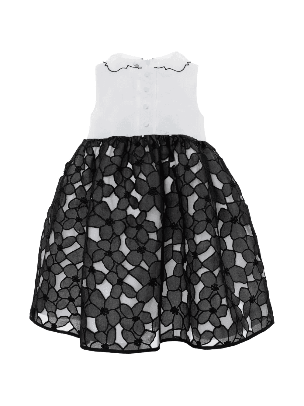 floral-appliqué collared dress - Image 1