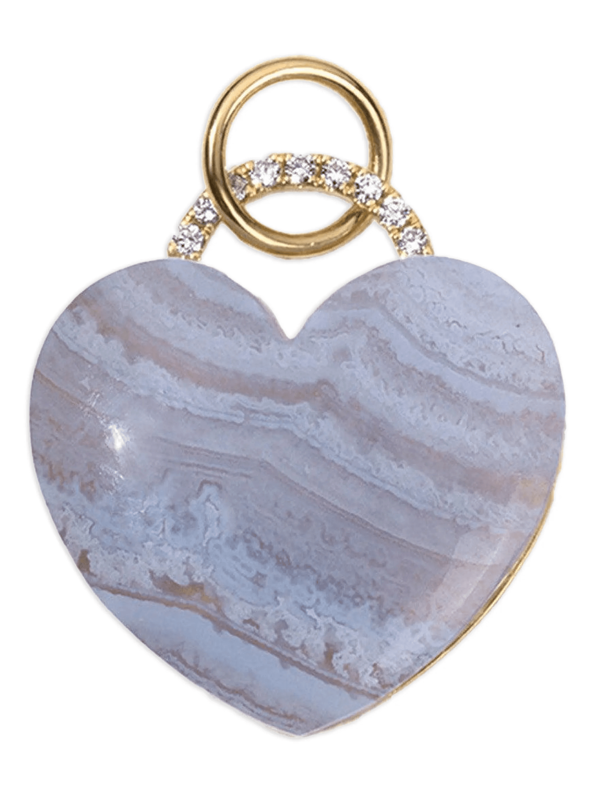 blue lace agate rock solid heart charm - Image 1