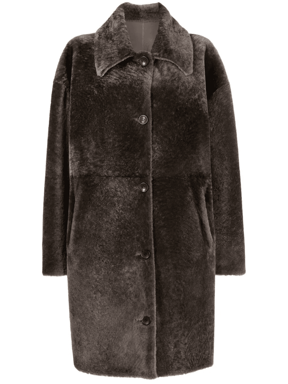 leather reversible single-breasted coat - Image 1