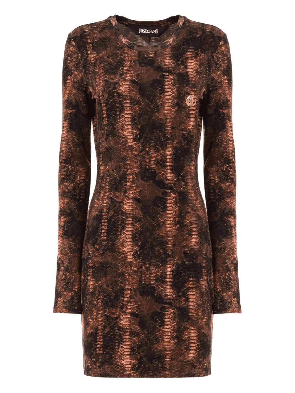snakeskin-print long-sleeve mini dress - Image 1