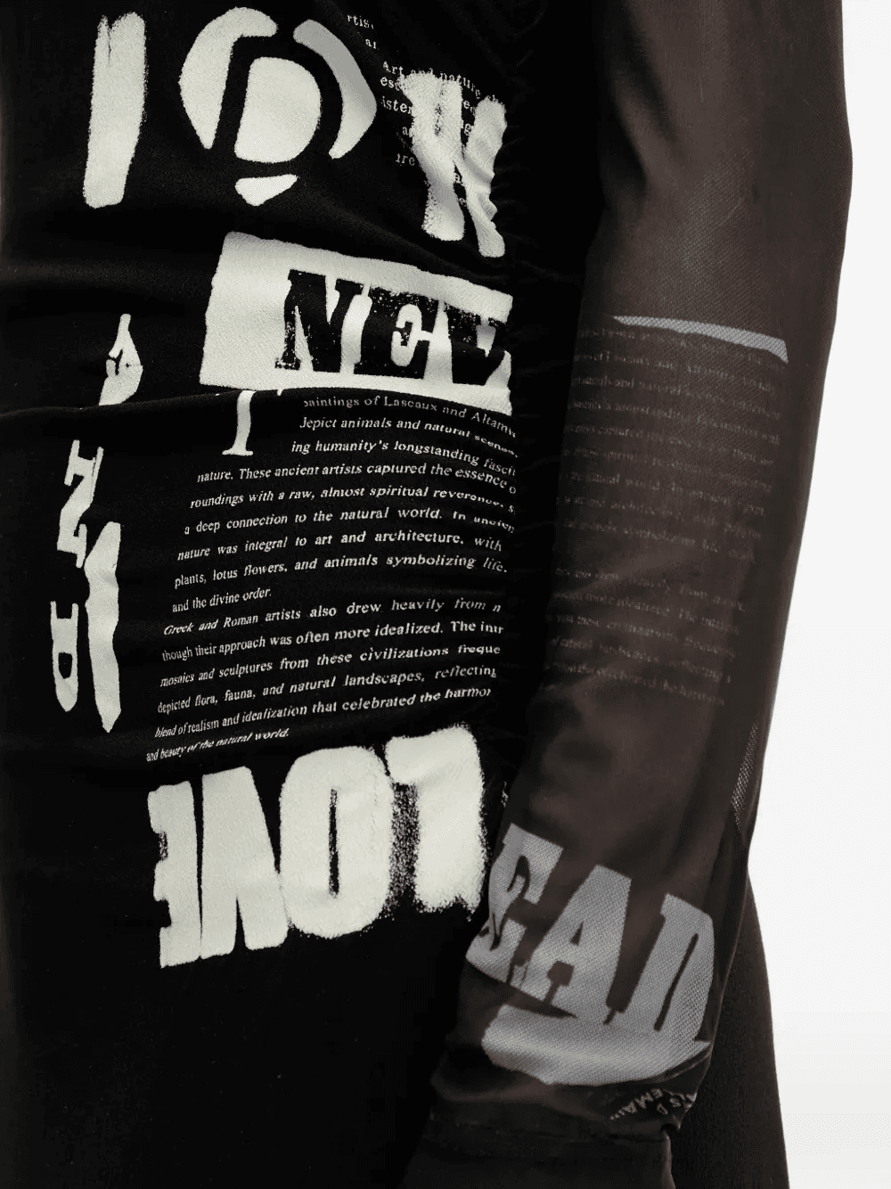 sheer sleeve graphic print asymmetric dress - Image 1