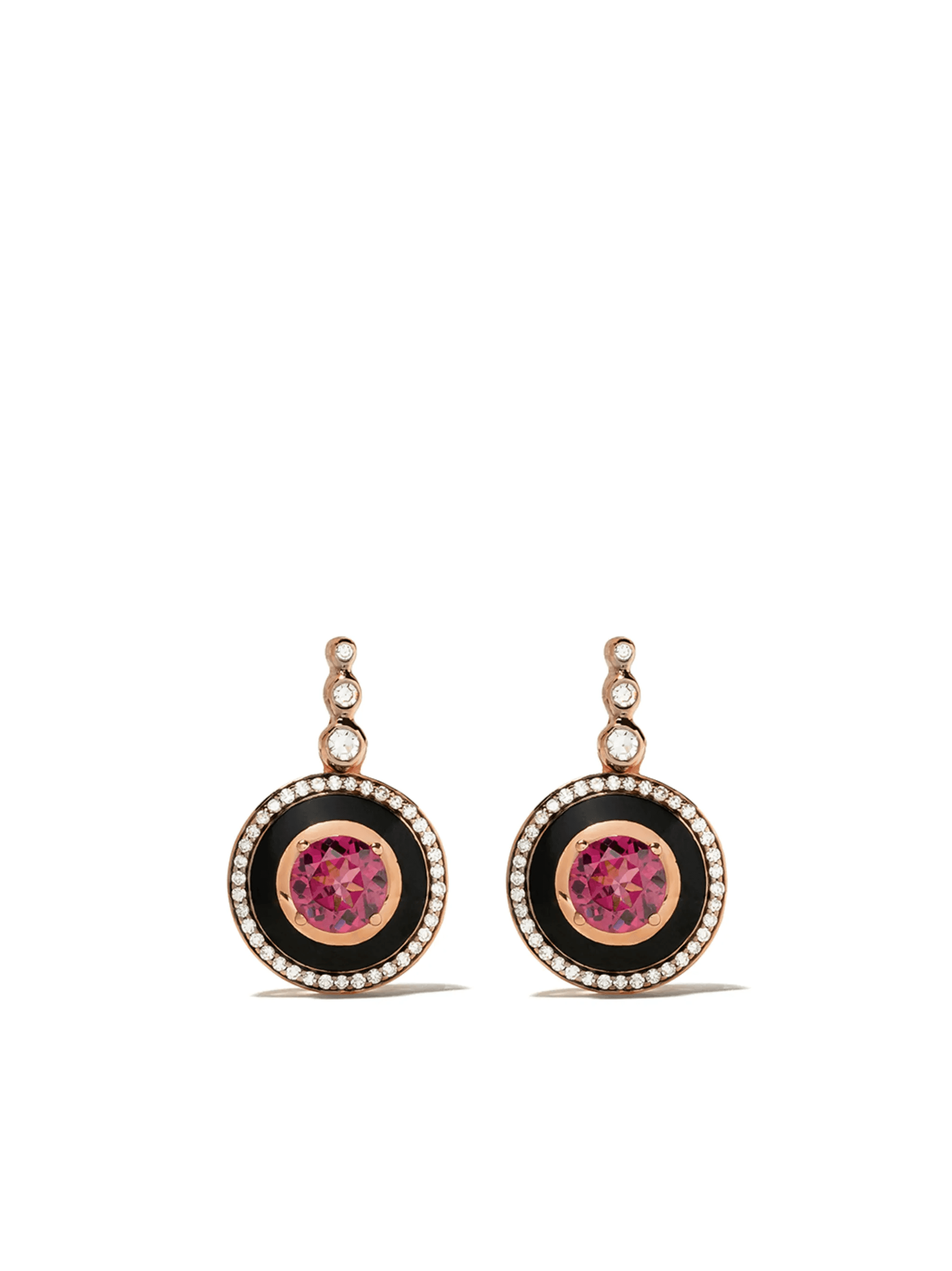 18kt rose gold diamond rhodolite Mina earrings - Image 1