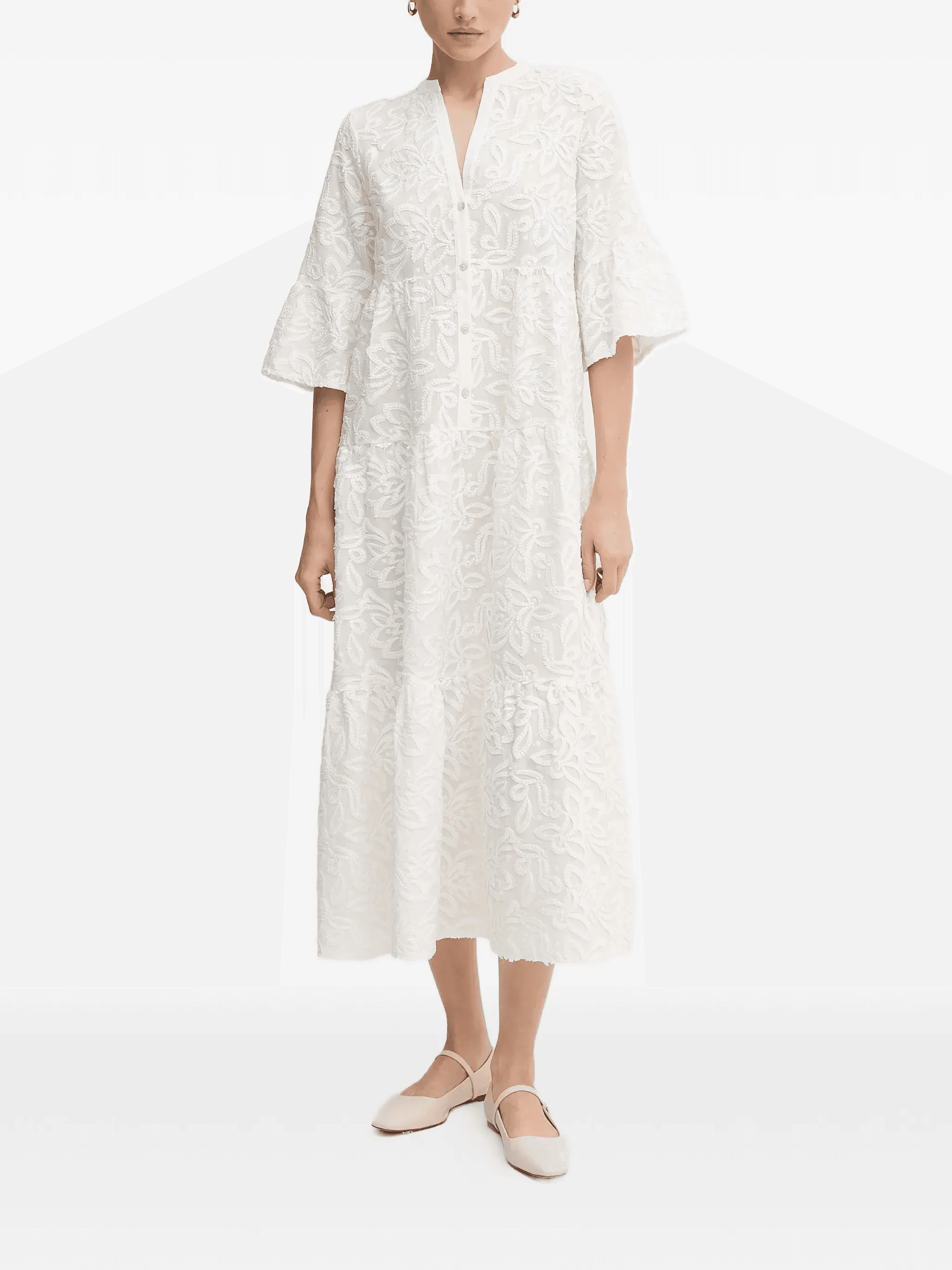 flared-sleeve floral dress - Image 1