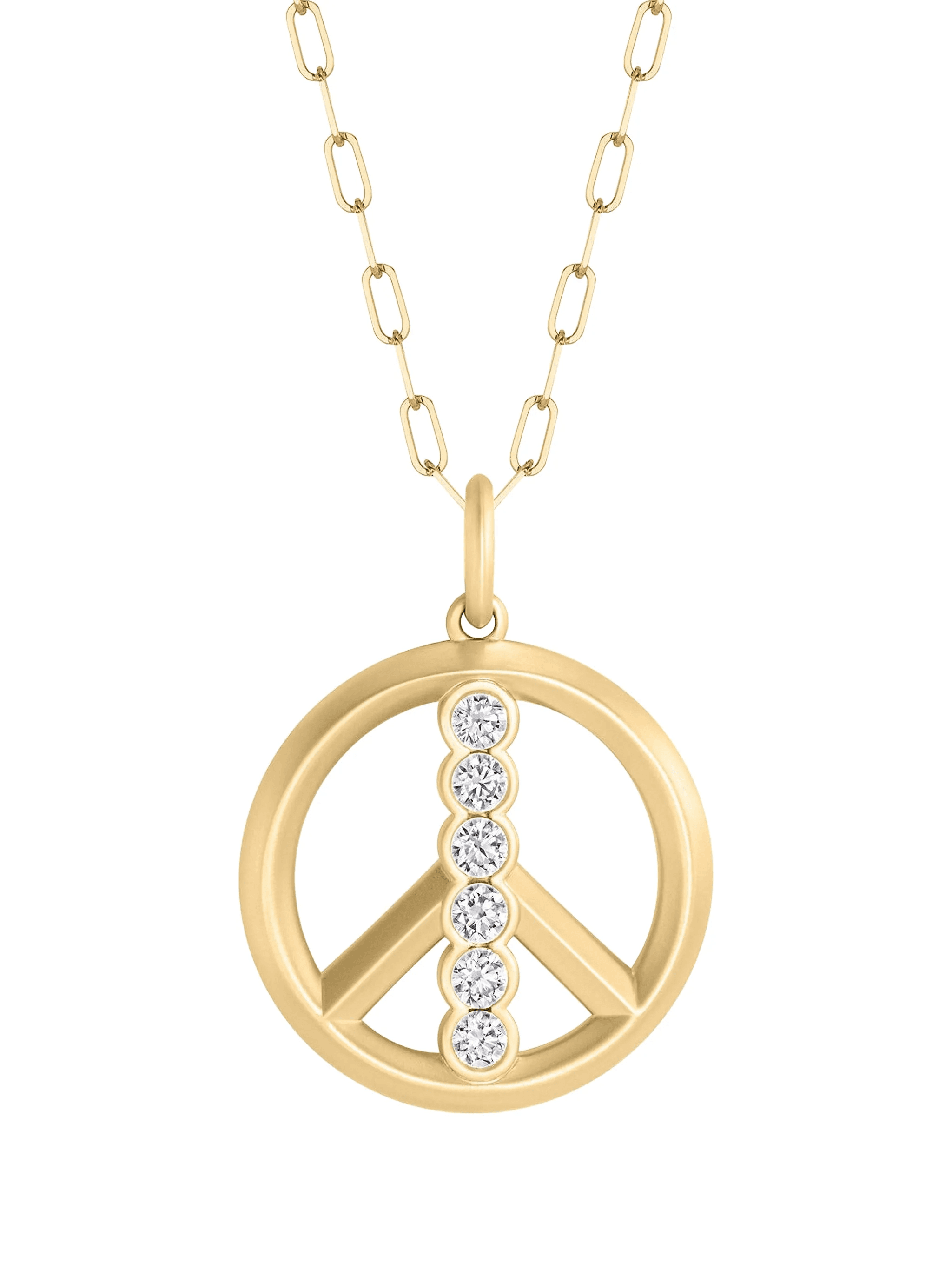 18K yellow gold peace-sign diamond necklace - Image 1