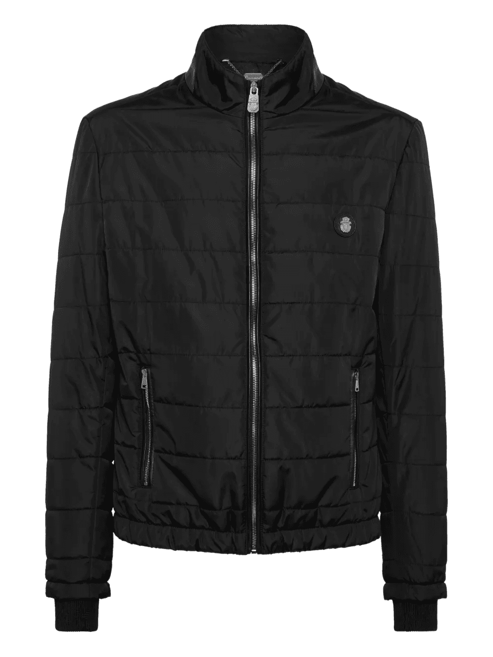 quilted leather-trimmed jacket - Image 1