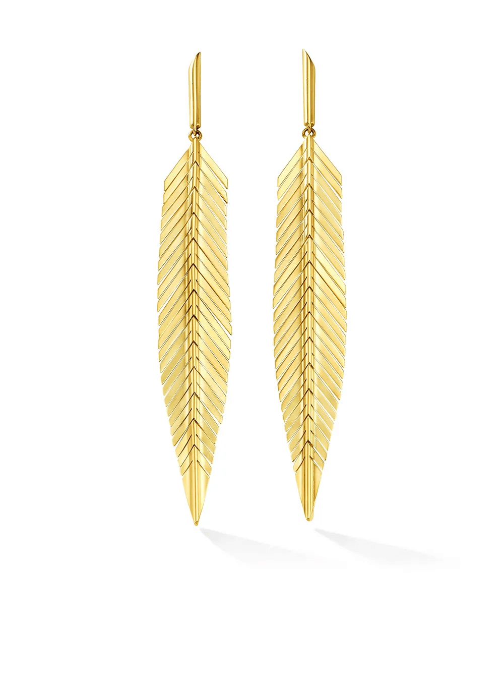 18kt yellow gold feather earrings - Image 1