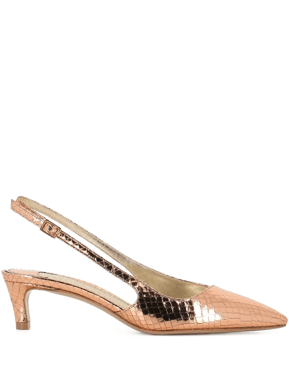 40mm metallic crocodile-embossed slingback pumps - Image 1
