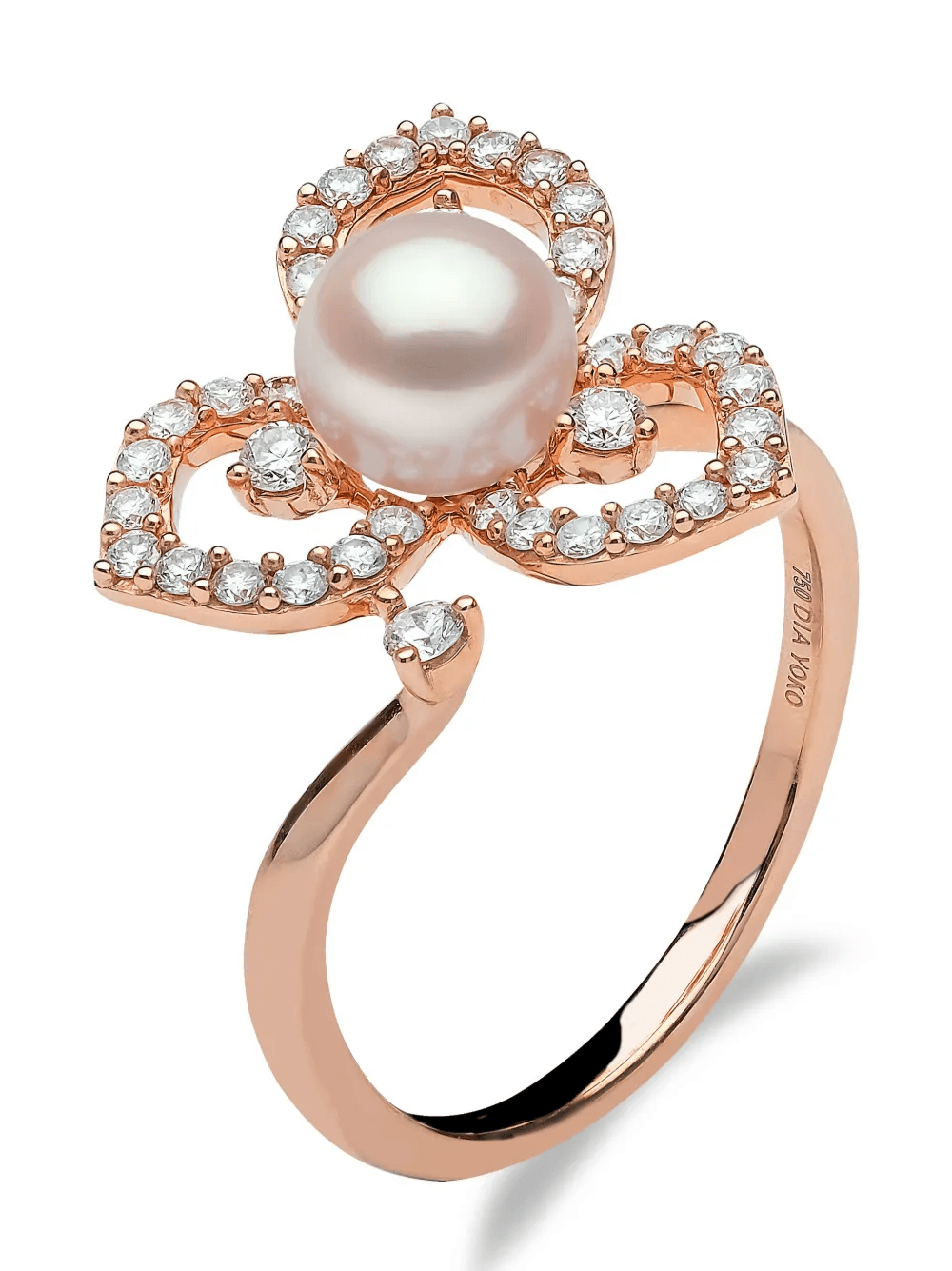 18kt rose-gold Akoya pearl and diamond ring - Image 1
