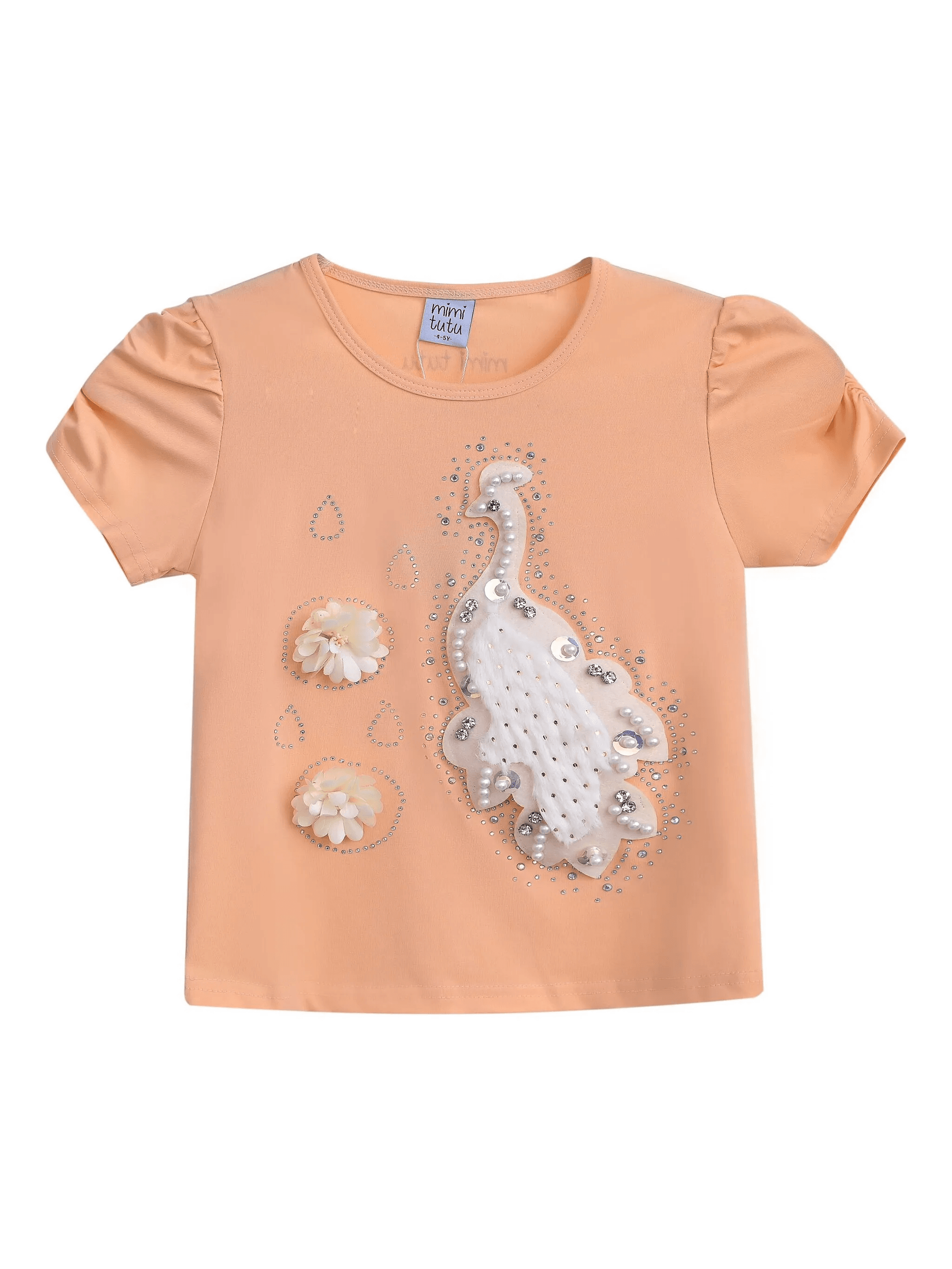 peacock-appliqué T-shirt - Image 1