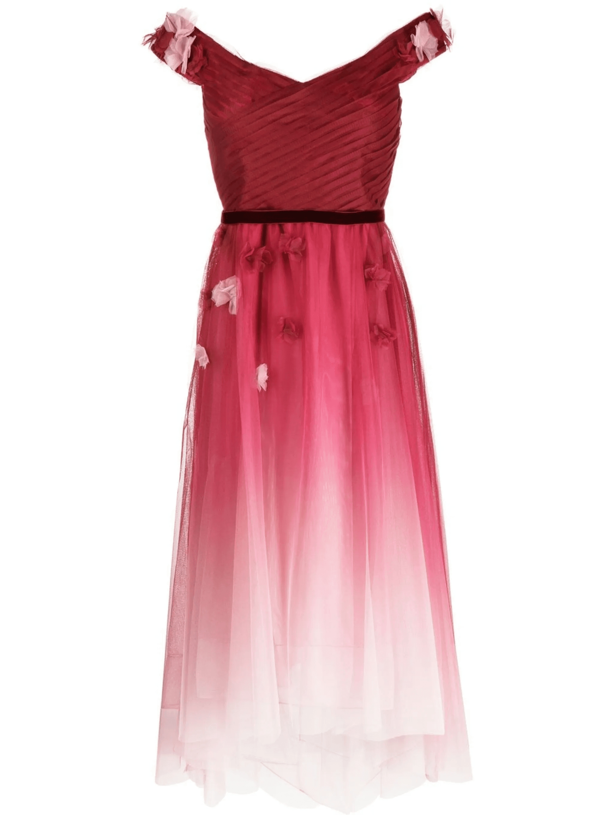 floral-appliqué ombré-effect gown - Image 1