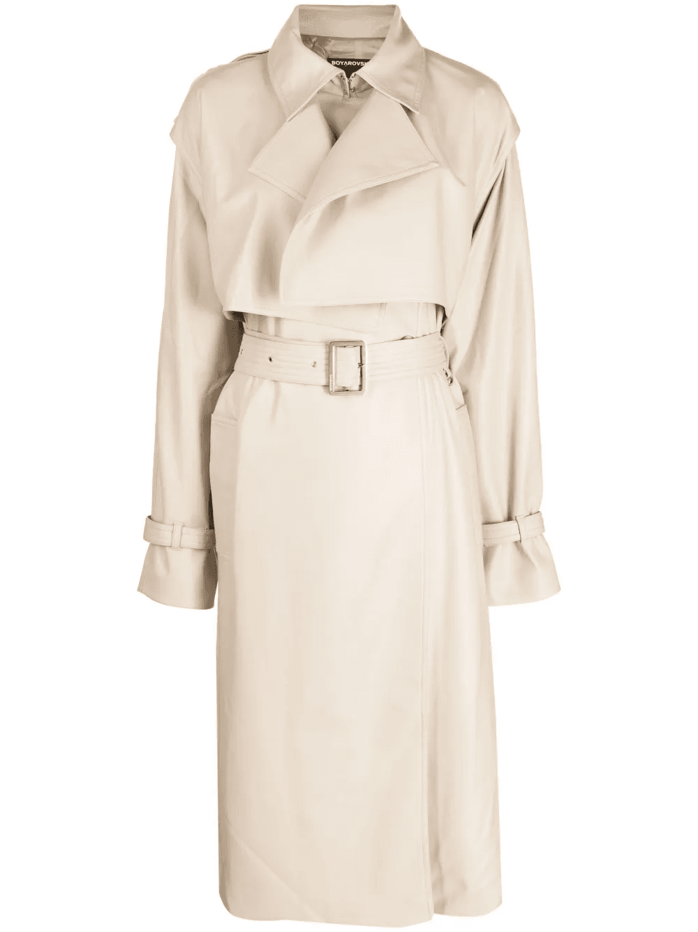layered belted trench coat - Image 1