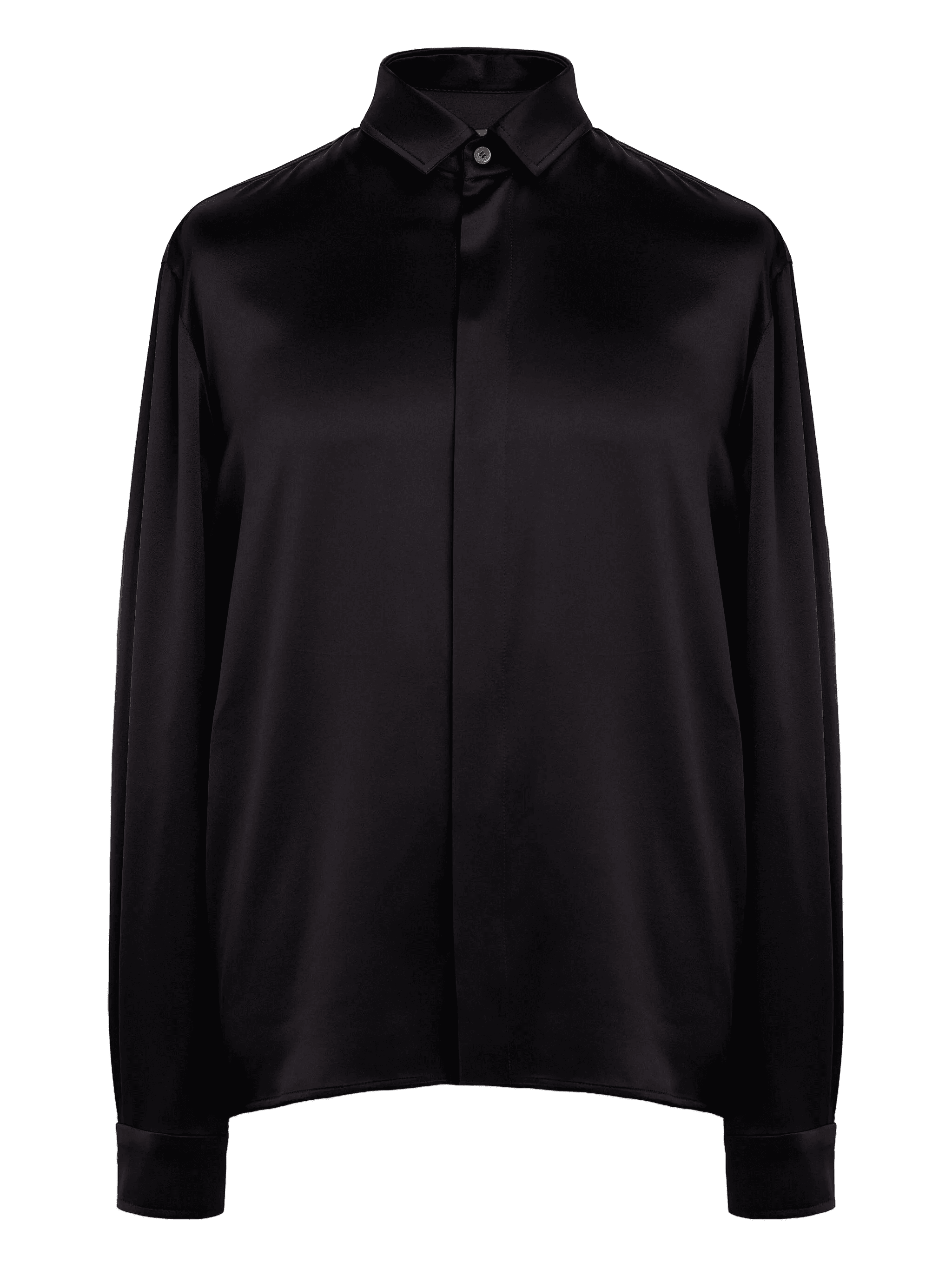 long-sleeved stretch-silk shirt - Image 1