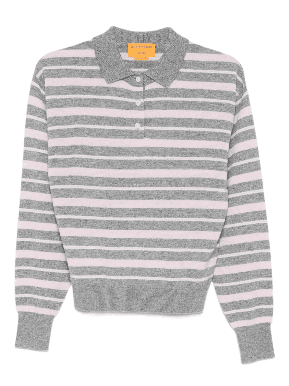 collegiate stripe long-leeves polo top - Image 1