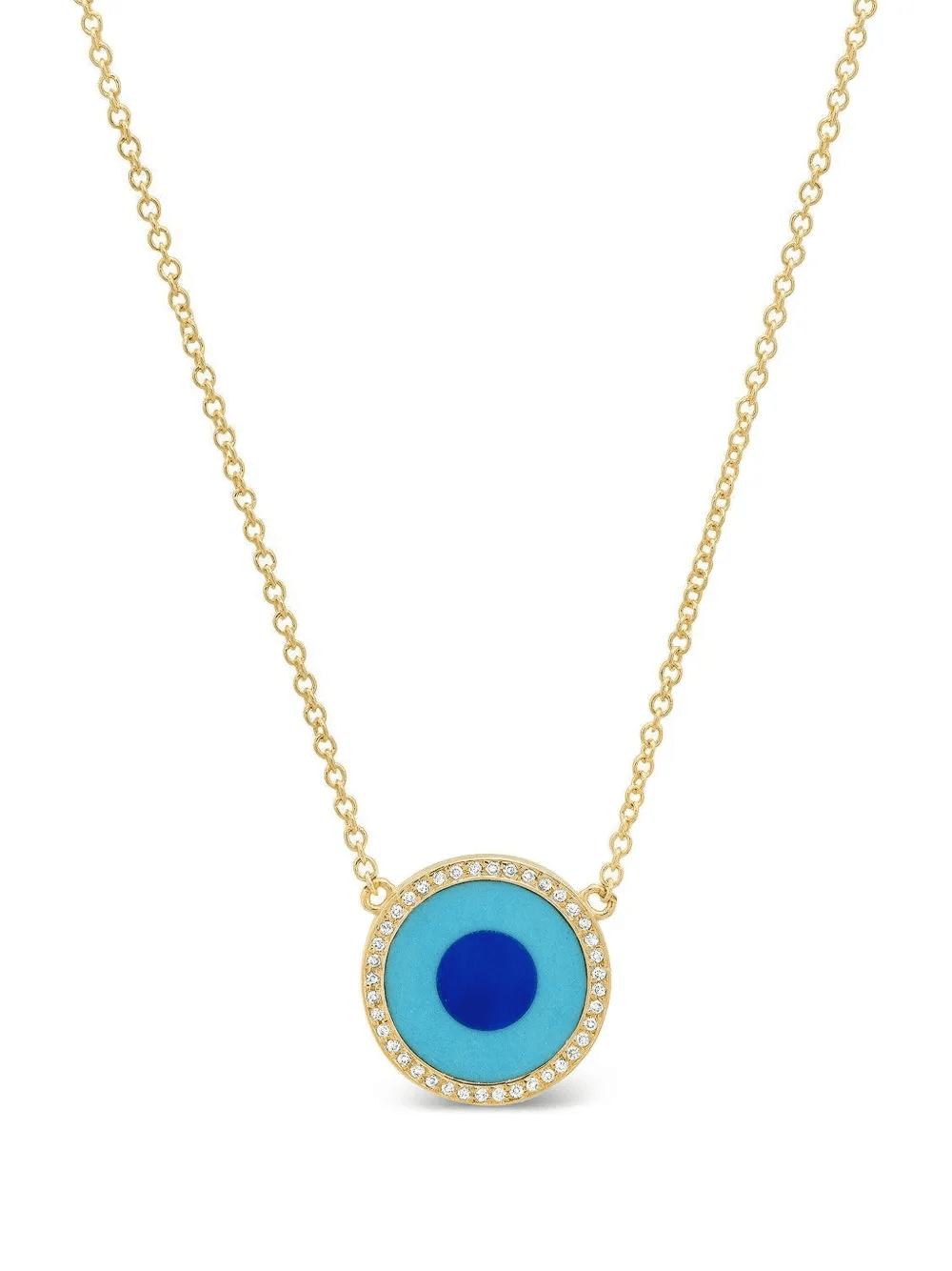 Evil Eye-motif diamond and turquoise necklace - Image 1