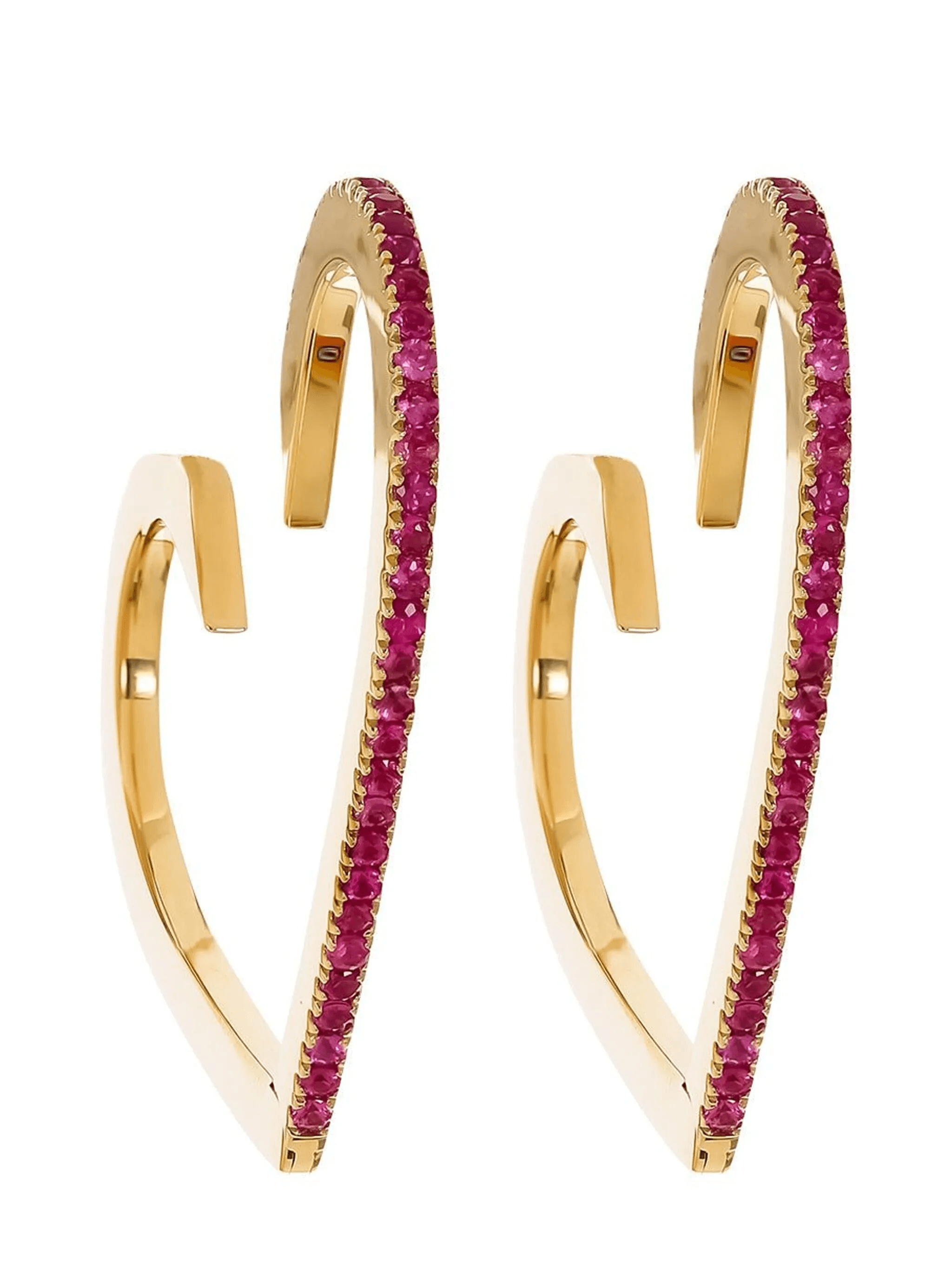 18kt yellow gold Heart ruby earrings - Image 1