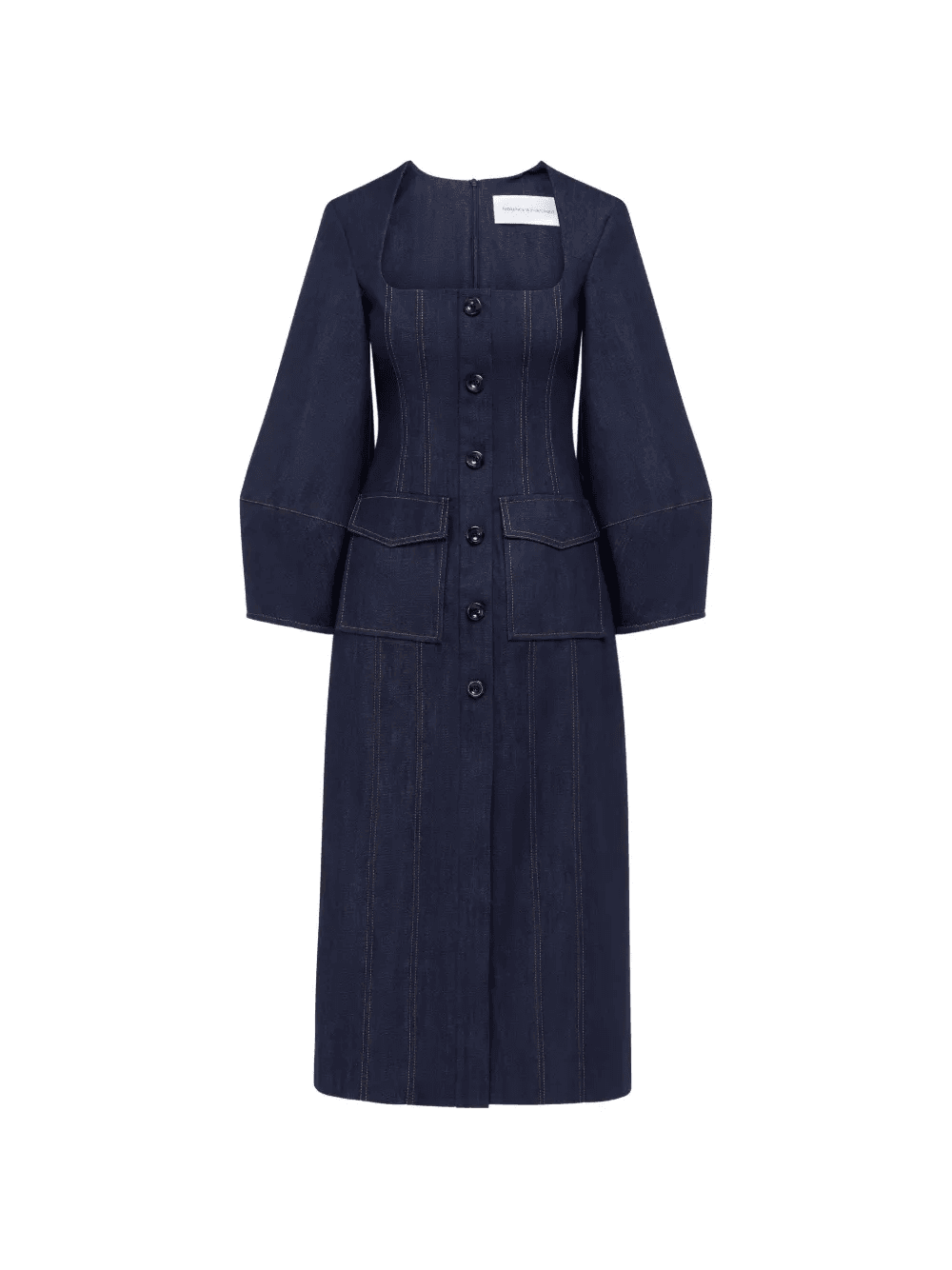 square neck button dress - Image 1