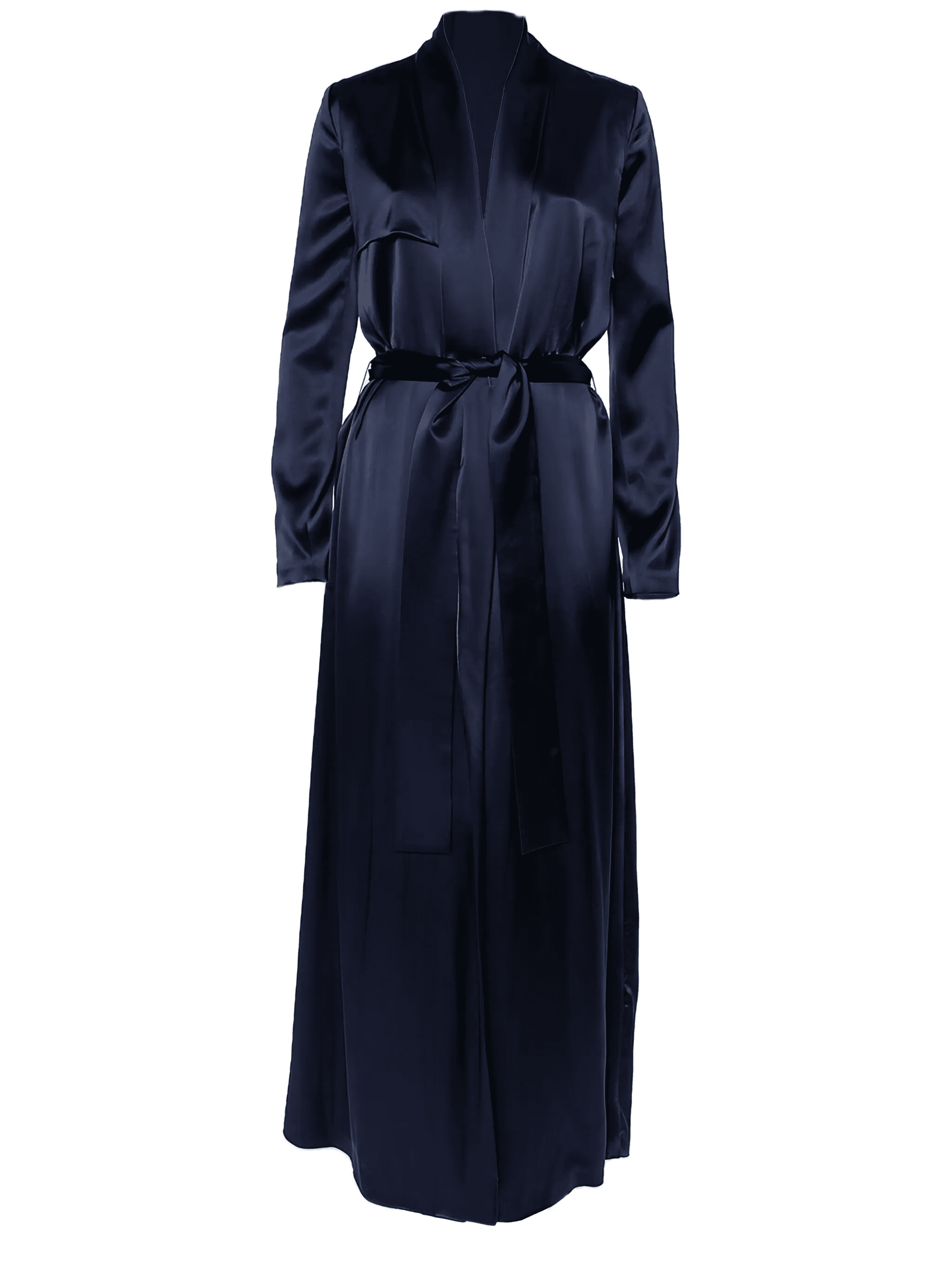 pre-owned satin belted coat - Image 1