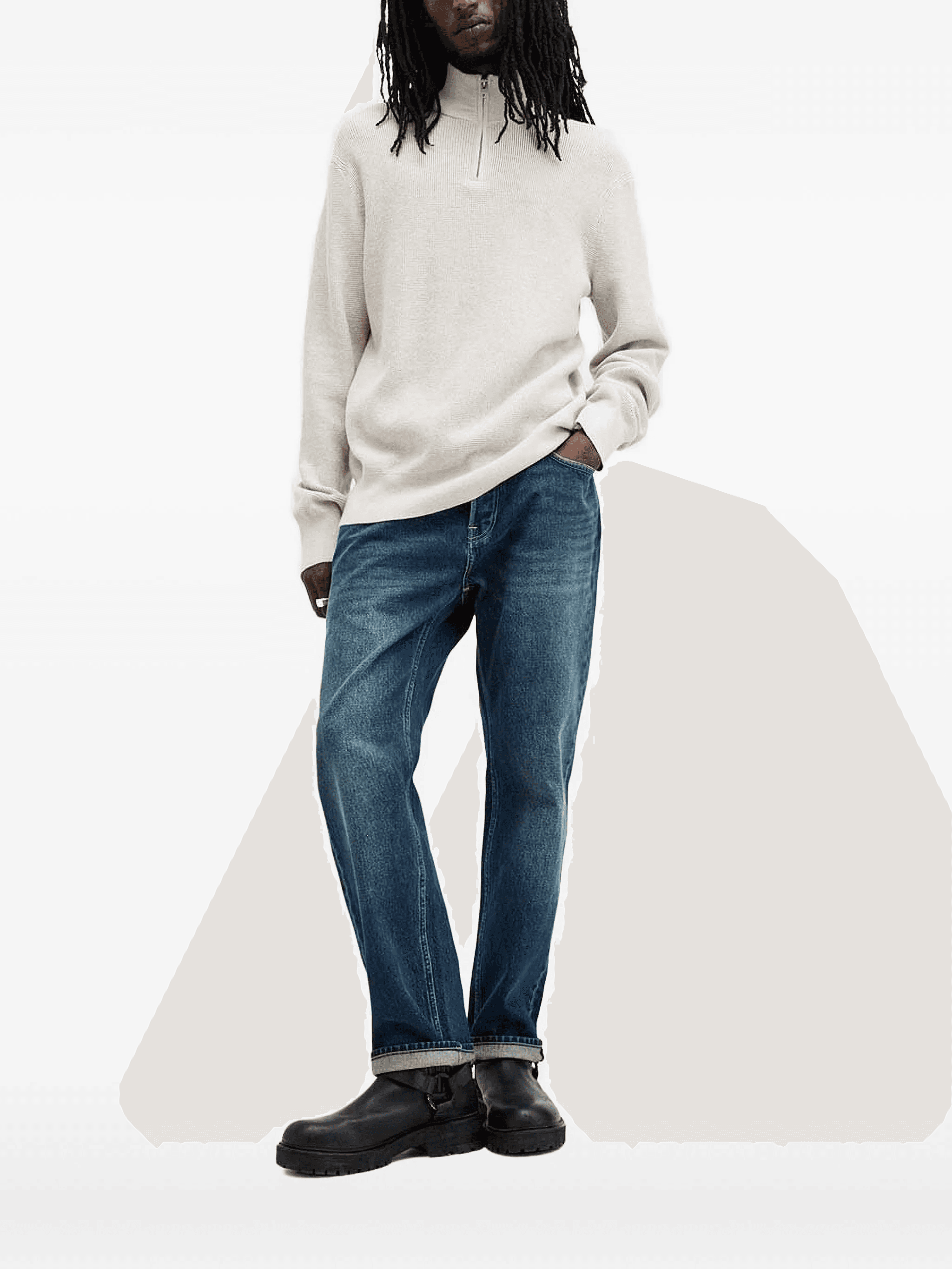 half-zip waffle-knit sweater - Image 1