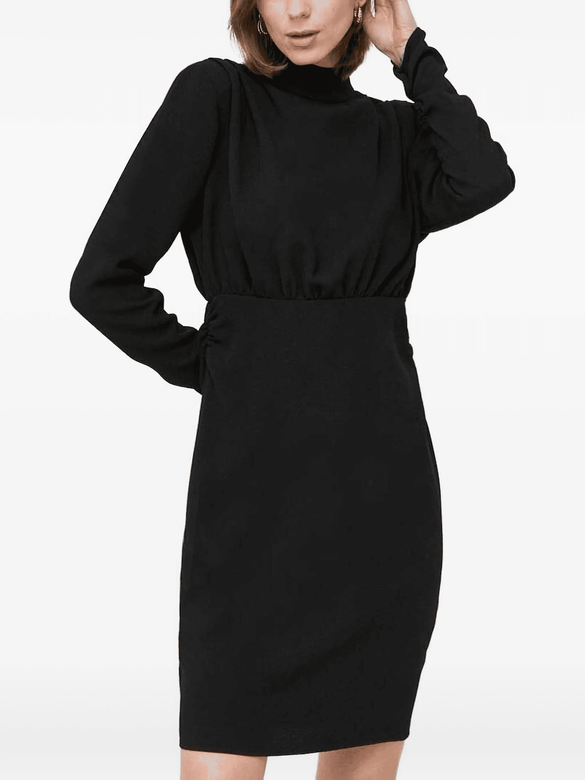 high-neck pleated mini dress - Image 1