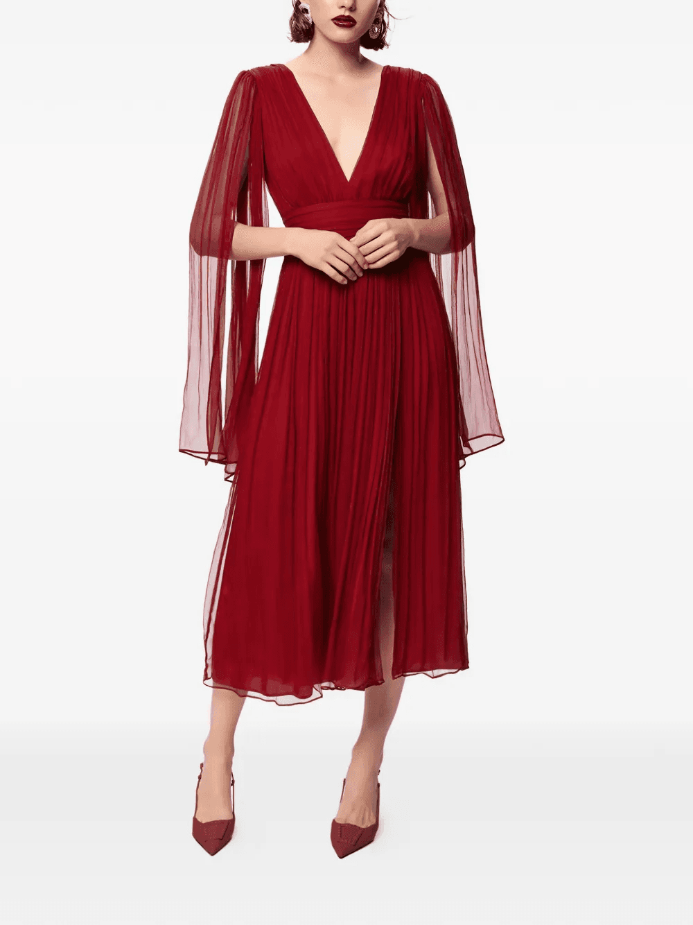 Enrica V-neck silk midi dress - Image 1