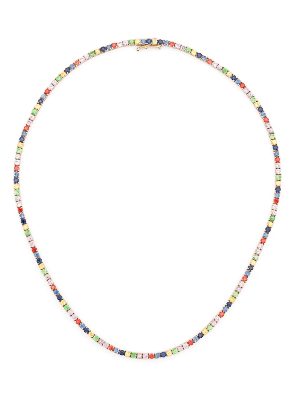 14kt yellow gold Graduated Rainbow sapphire tennis necklace - Image 1