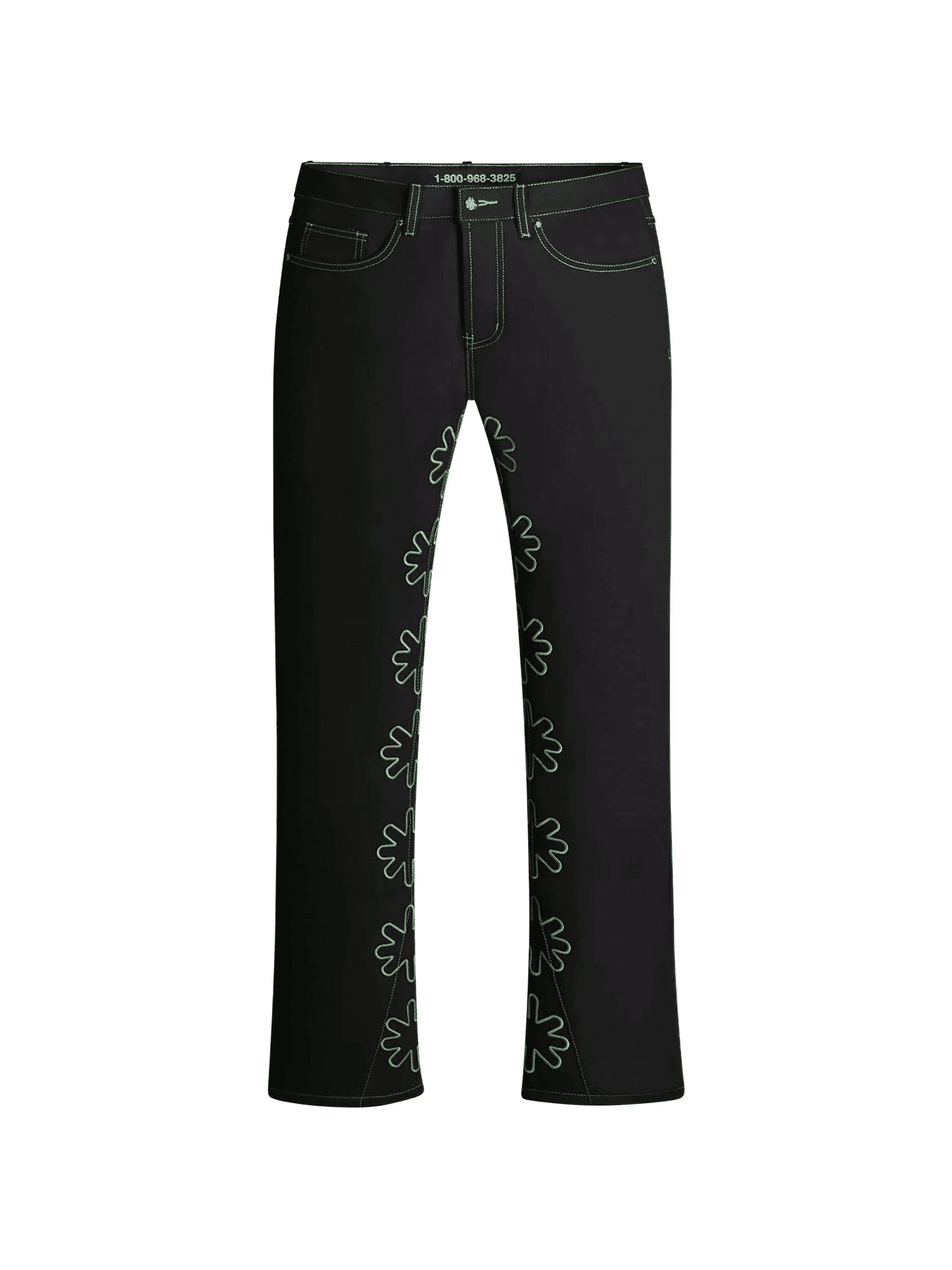 floral-embroidered jeans - Image 1