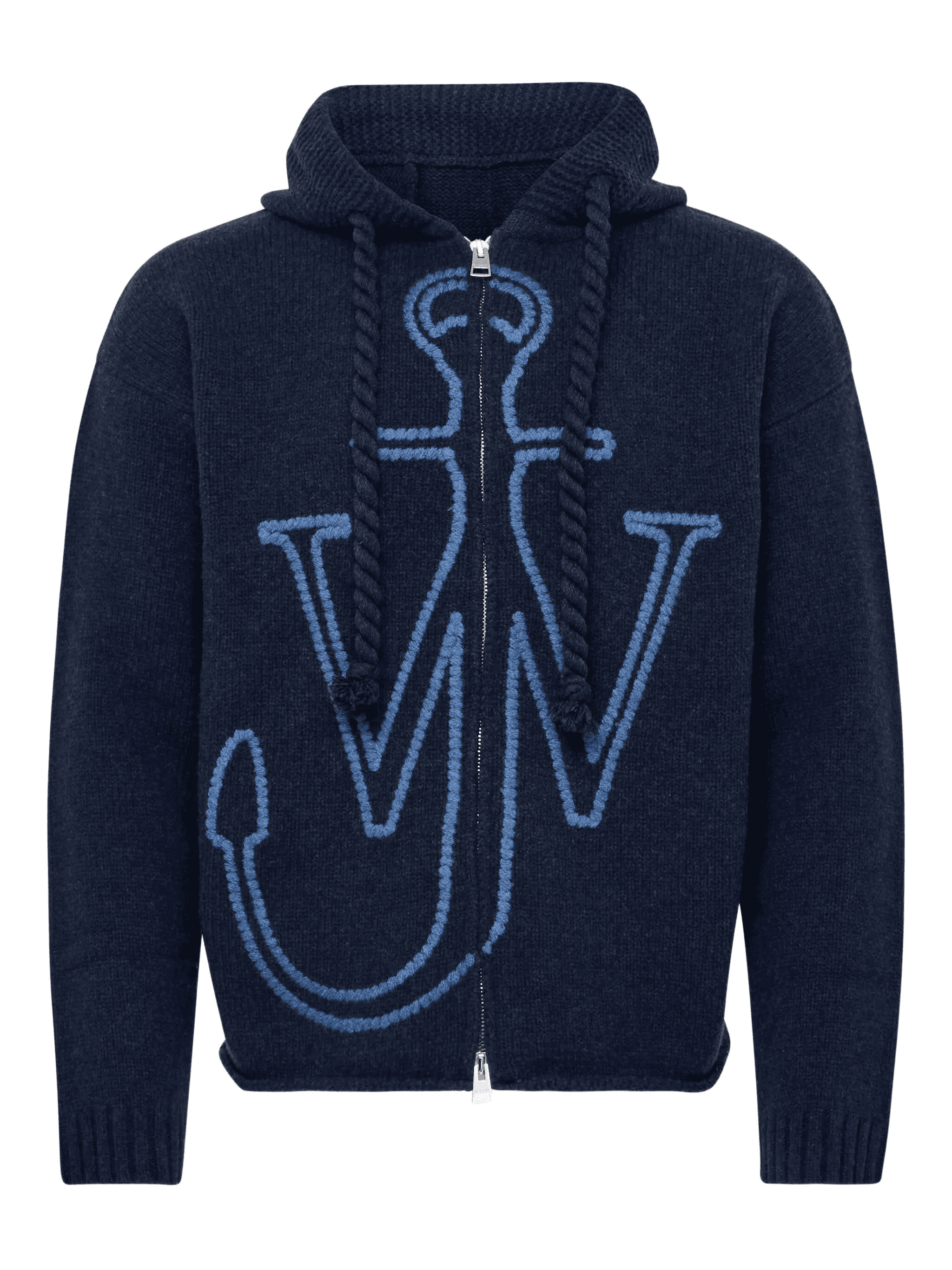 Anchor-logo hooded zip-up cardigan - Image 1