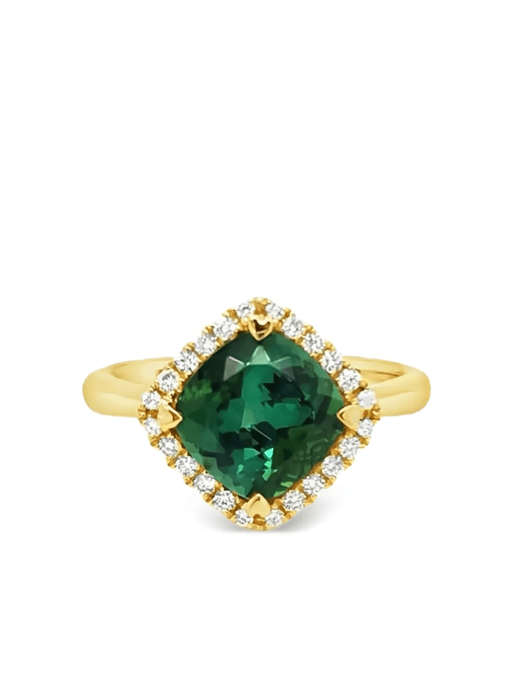 18K yellow gold diamond and tourmalite ring - Image 1