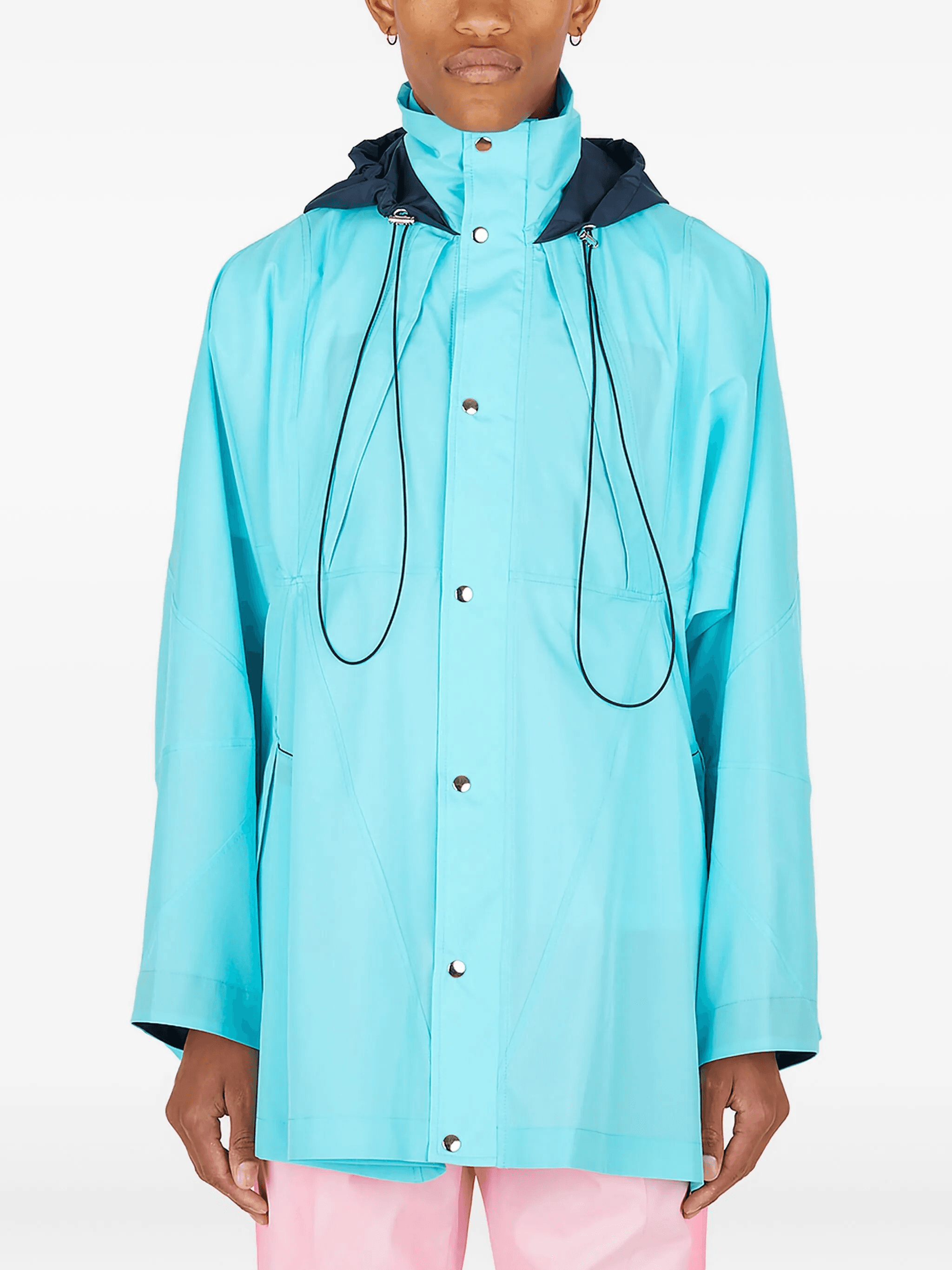 hooded panelled raincoat - Image 1