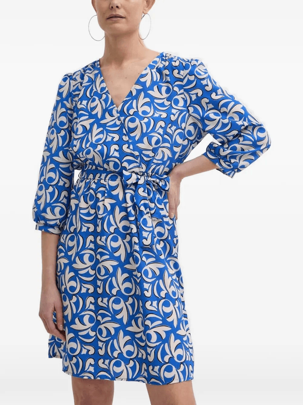 V-neck patterned mini dress - Image 1