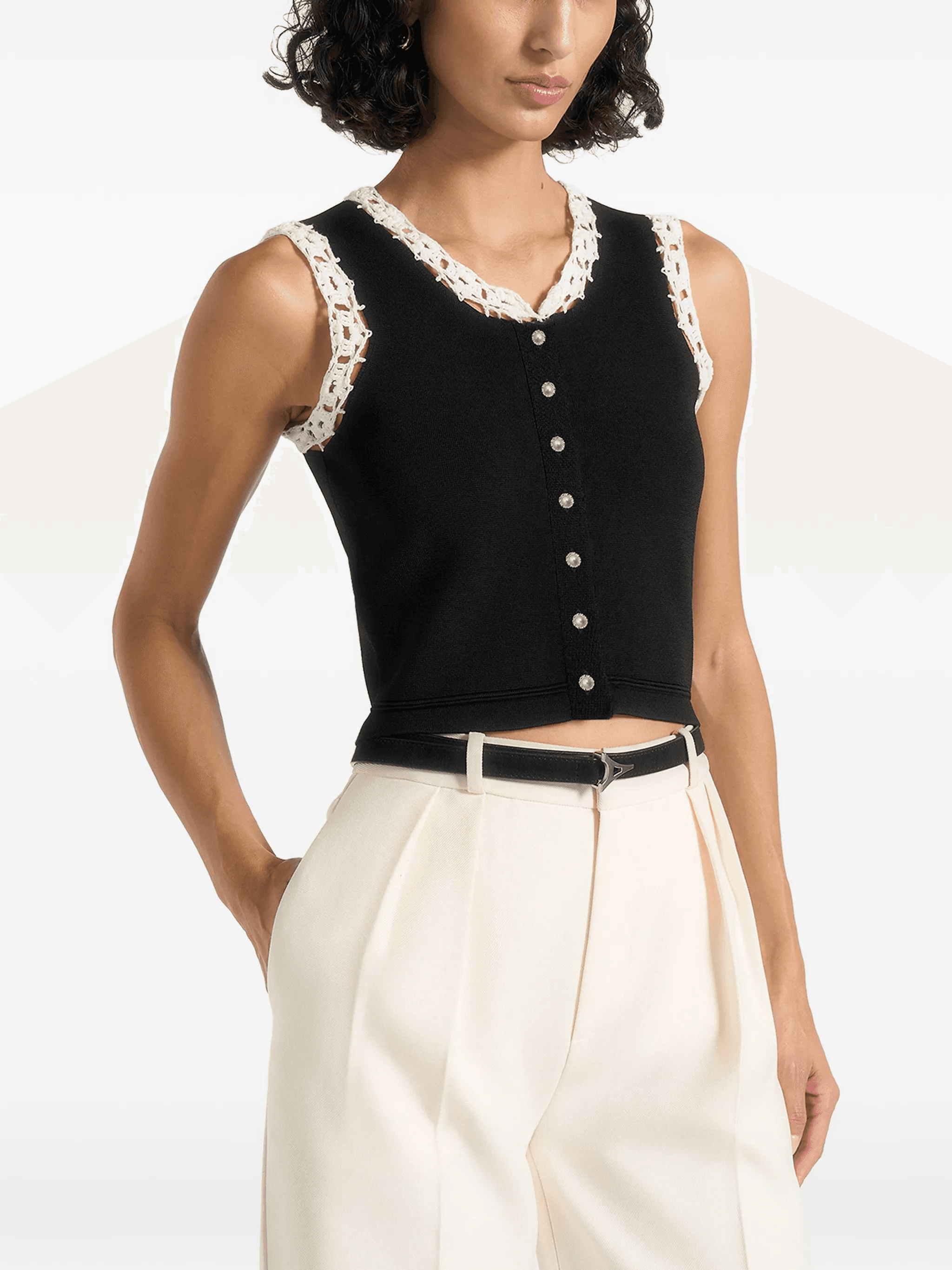 Evelyn crochet-frill crop top - Image 1