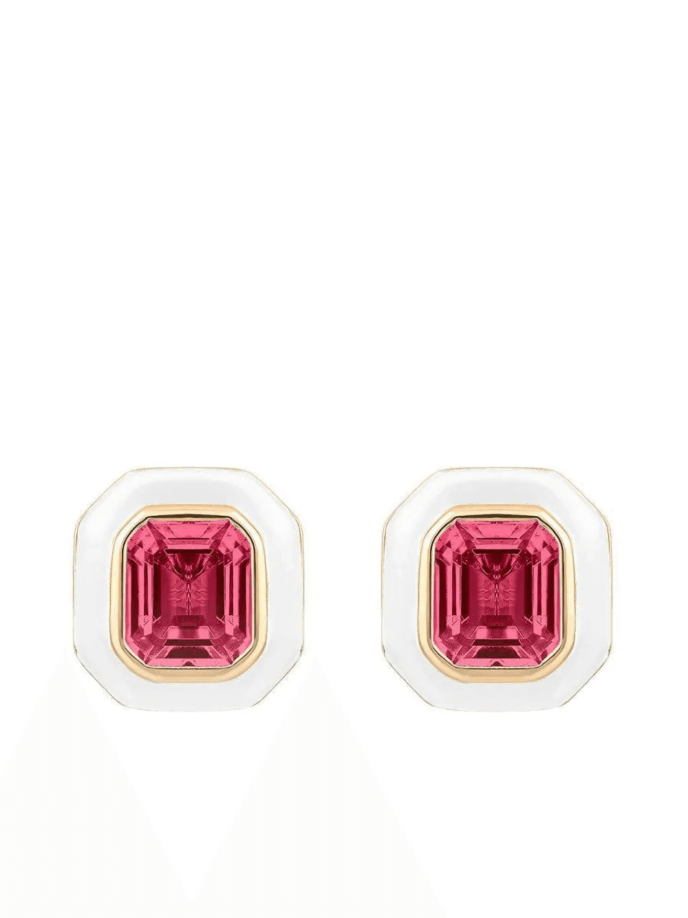 18K yellow gold square-cut rubellite earrings - Image 1