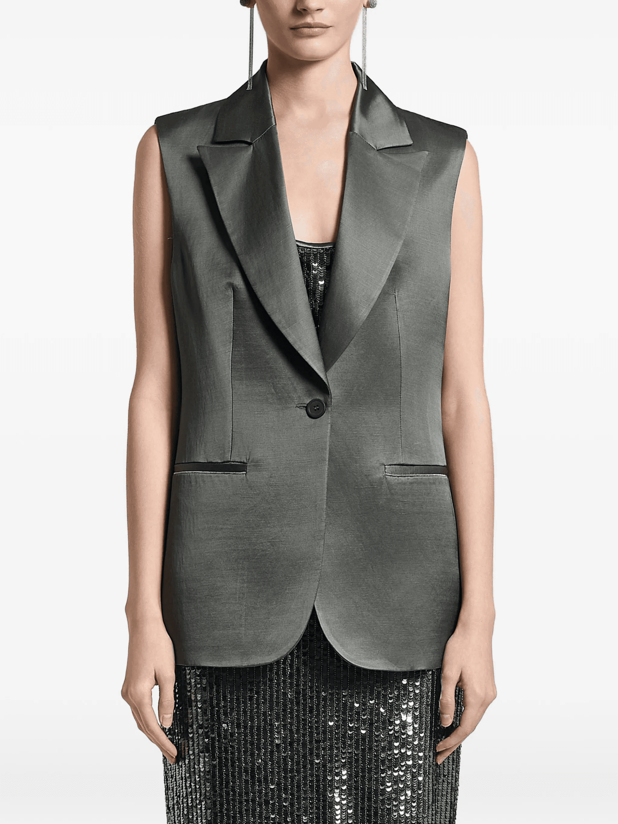 shawl collar pocket waistcoat - Image 1