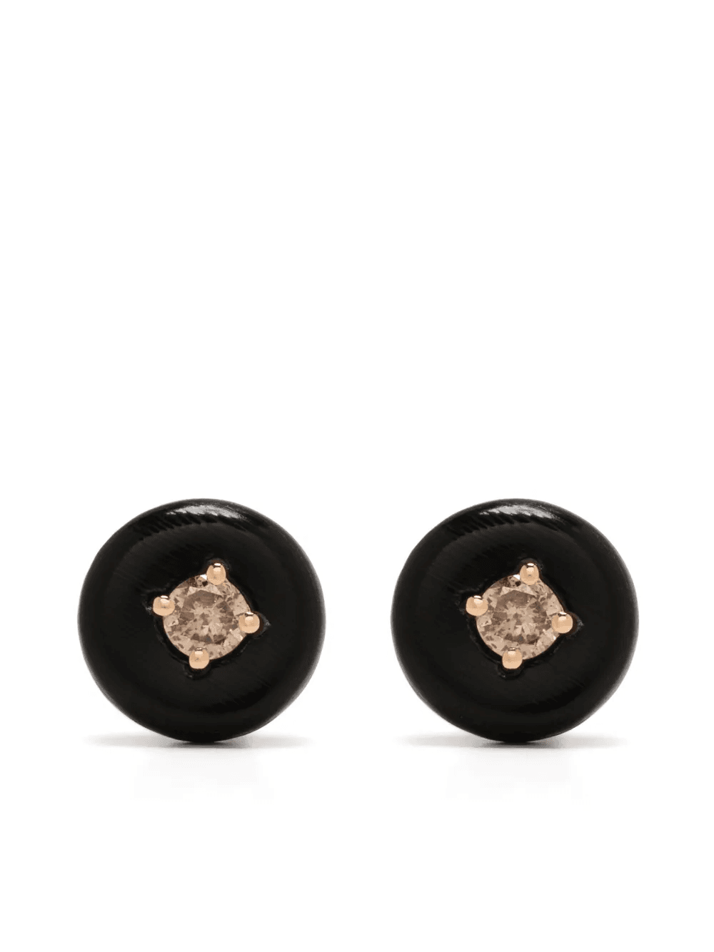 18kt rose gold Orbit Medium diamond and horn studs - Image 1