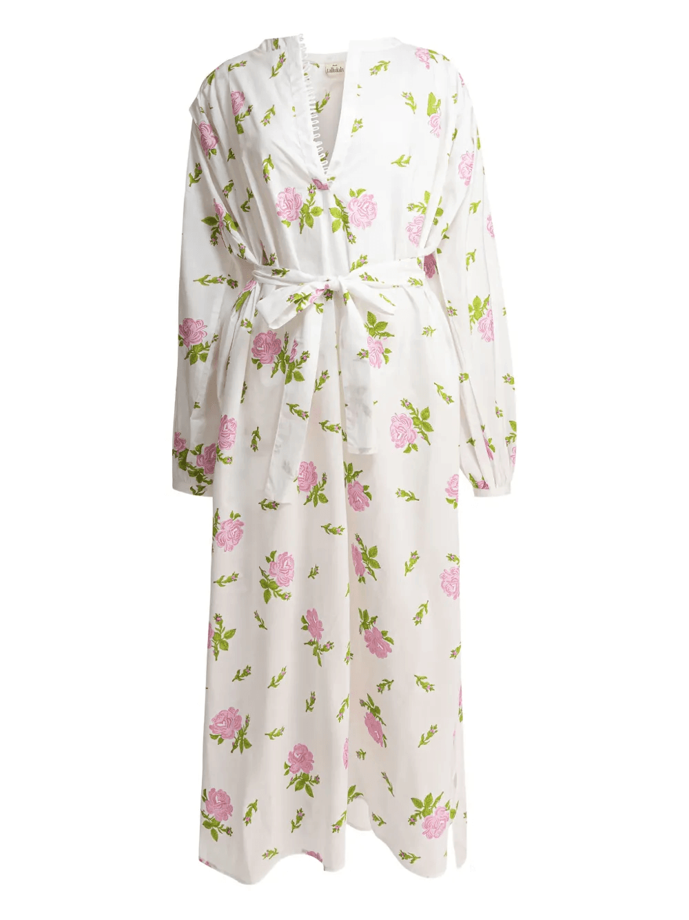 rose-print belted dress - Image 1