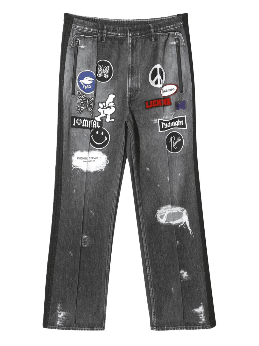 patch-detailing track jeans - Image 1