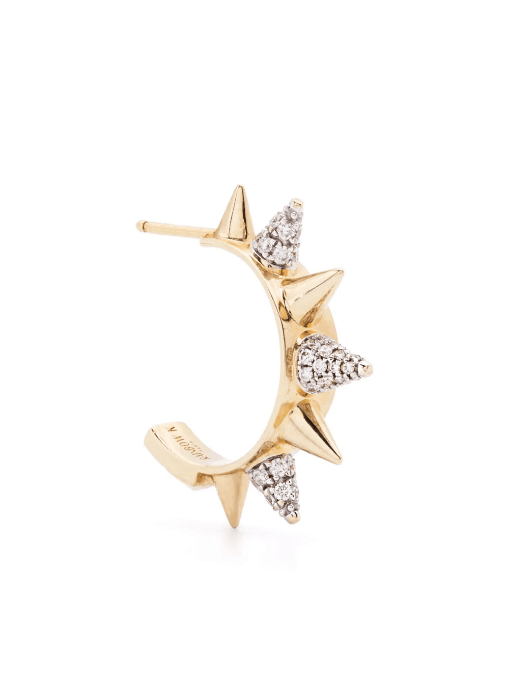 18K yellow gold Peak diamond hoop earring - Image 1