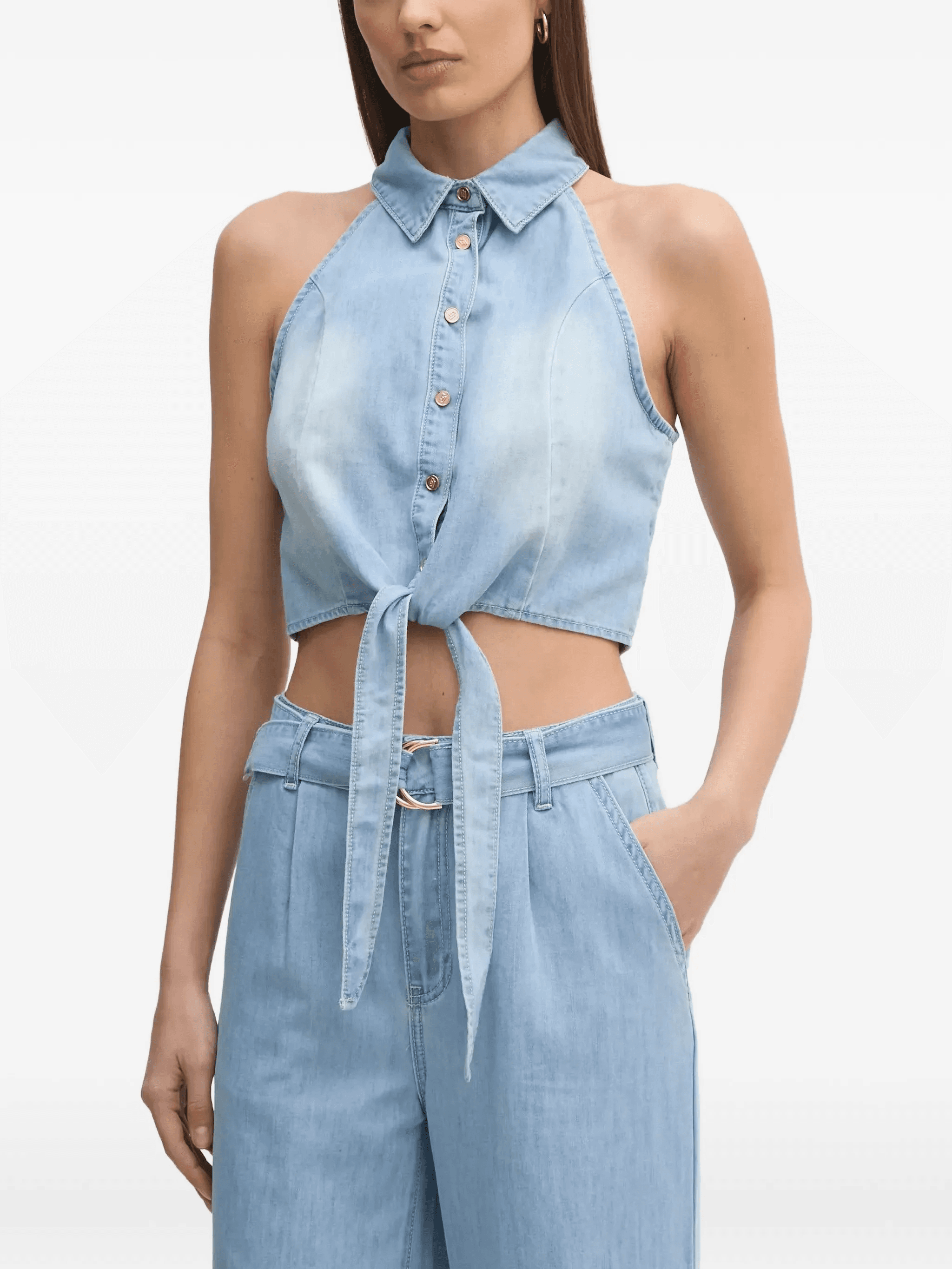 halterneck front-knot top - Image 1